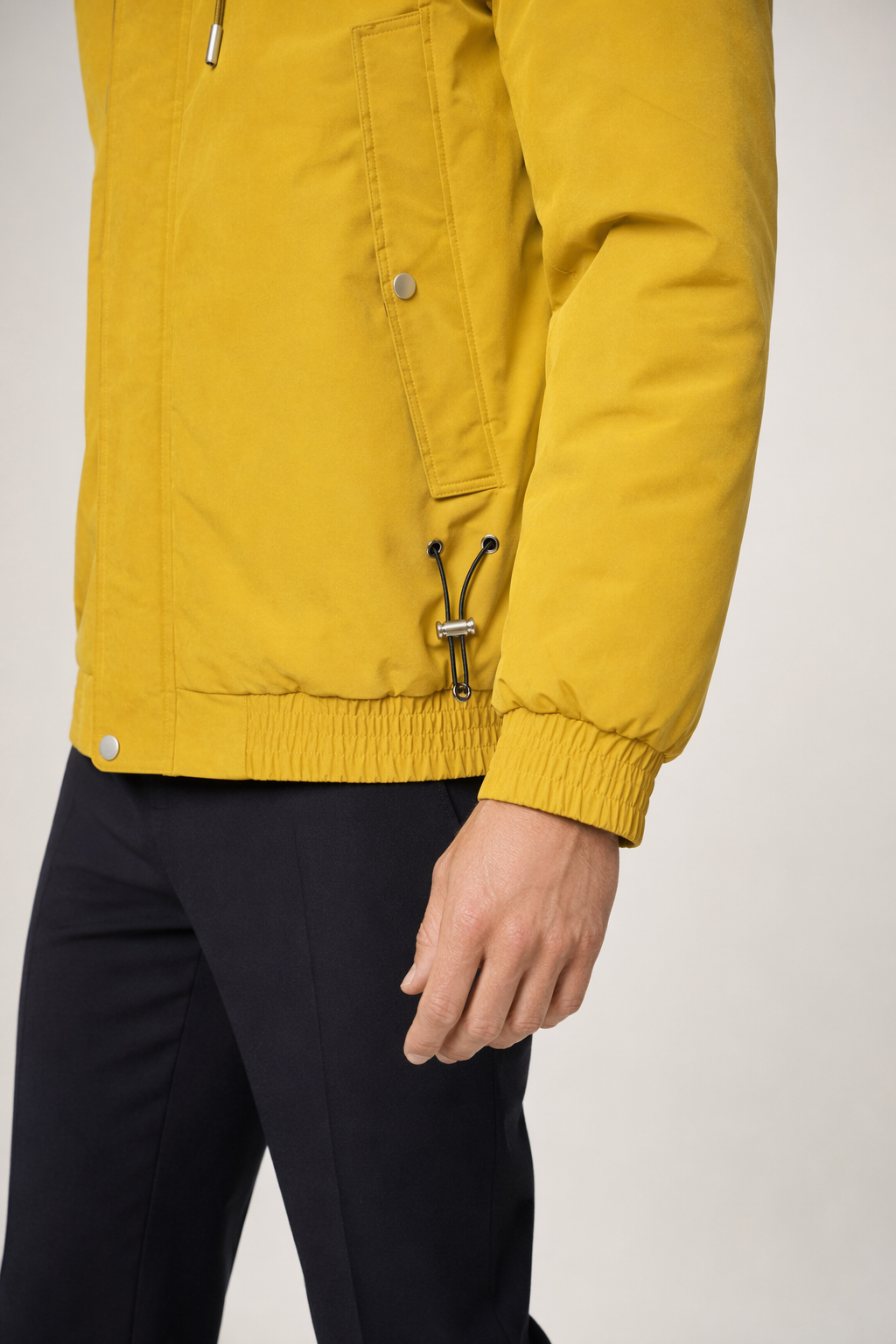 Windproof Hooded Jacket for Men Yellow