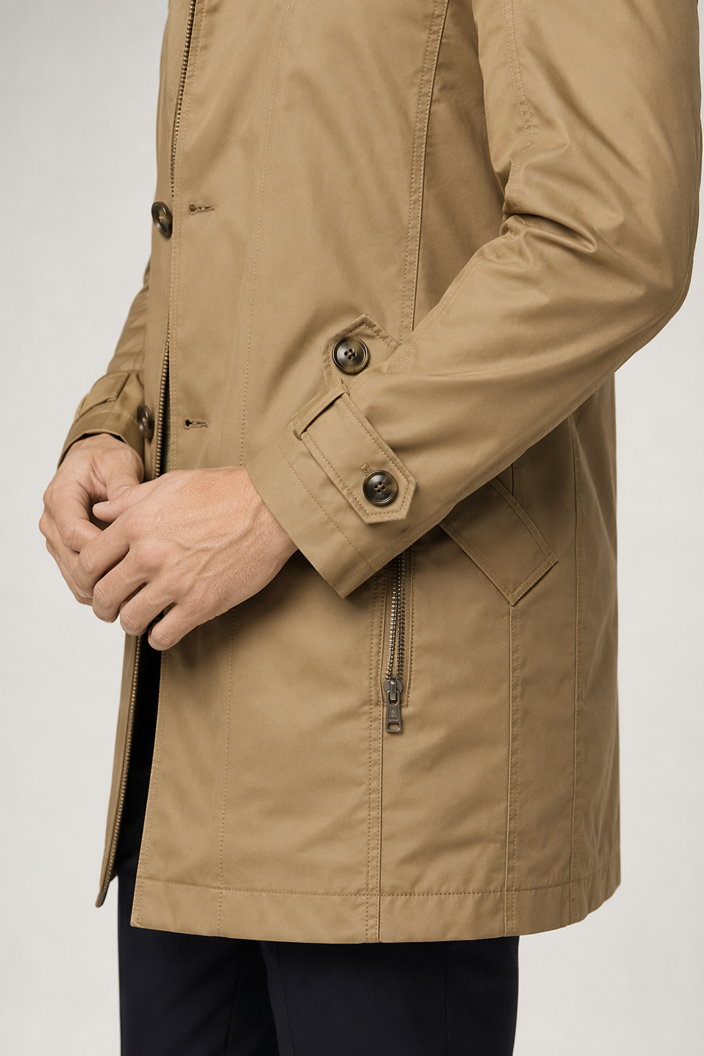 Mid-Length Trench Coat for Men: Enhancing Style and Versatility Khaki