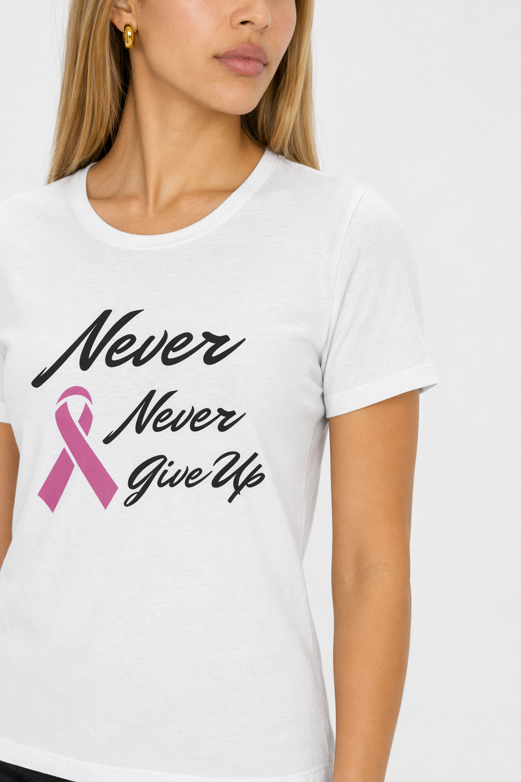 Pink Ribbon Awareness T-Shirt - A Reminder to Persevere White