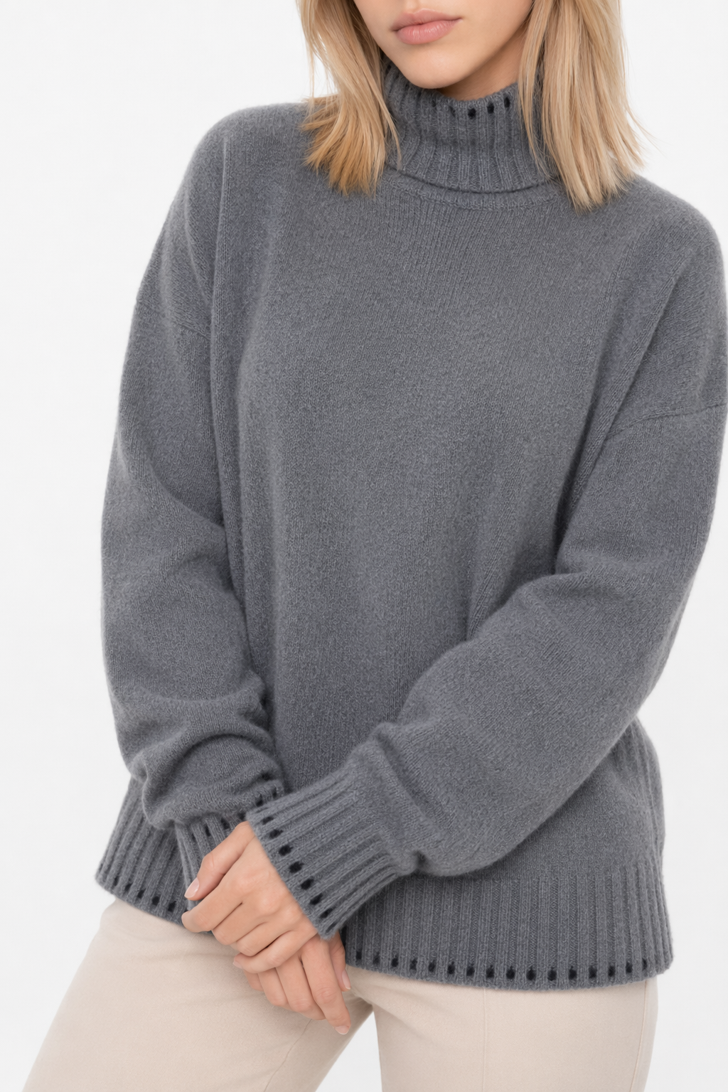 Women's Cozy Turtleneck Sweater Gray