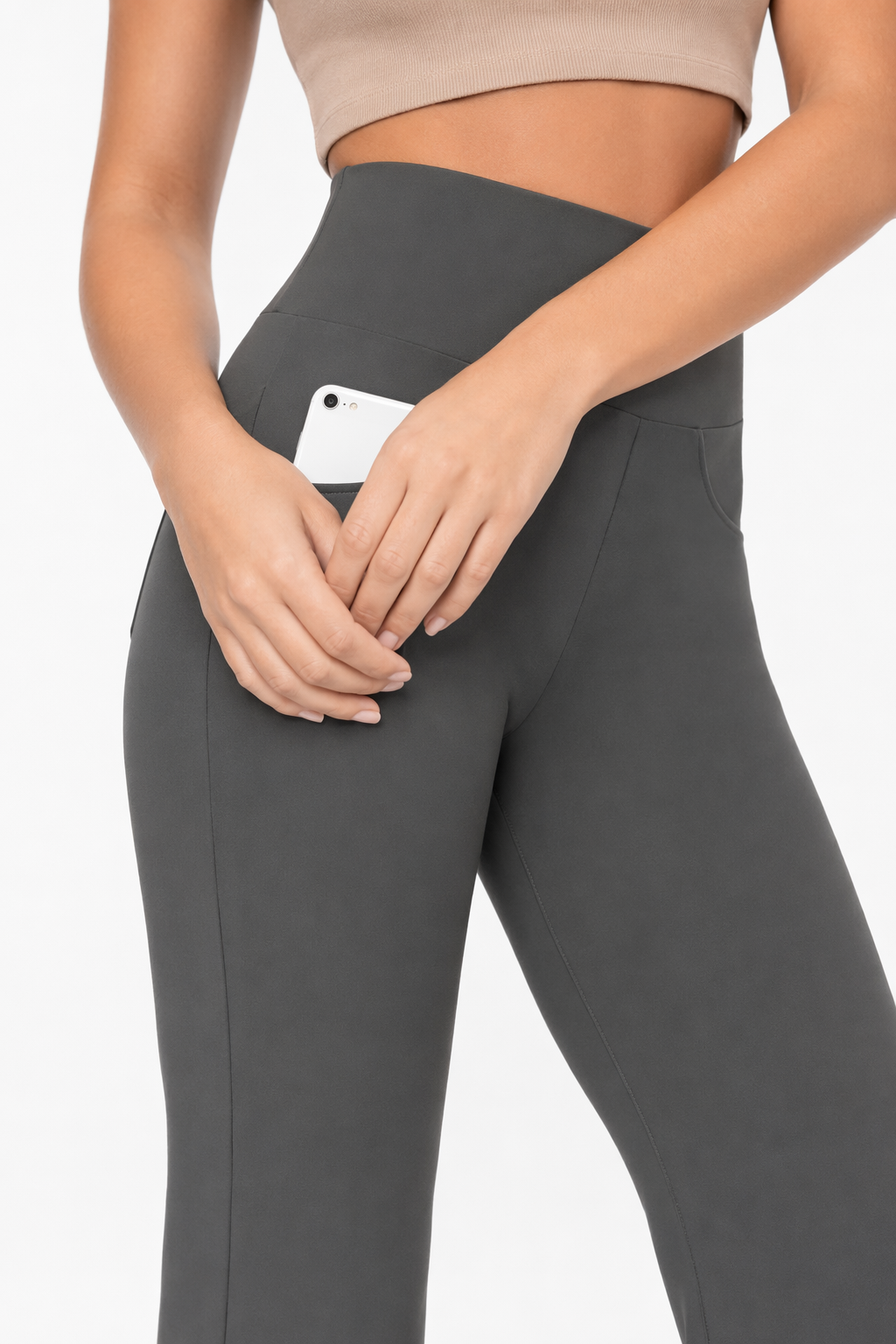 Flattering Straight Flare Yoga Leggings with a High Waist CS-Gray