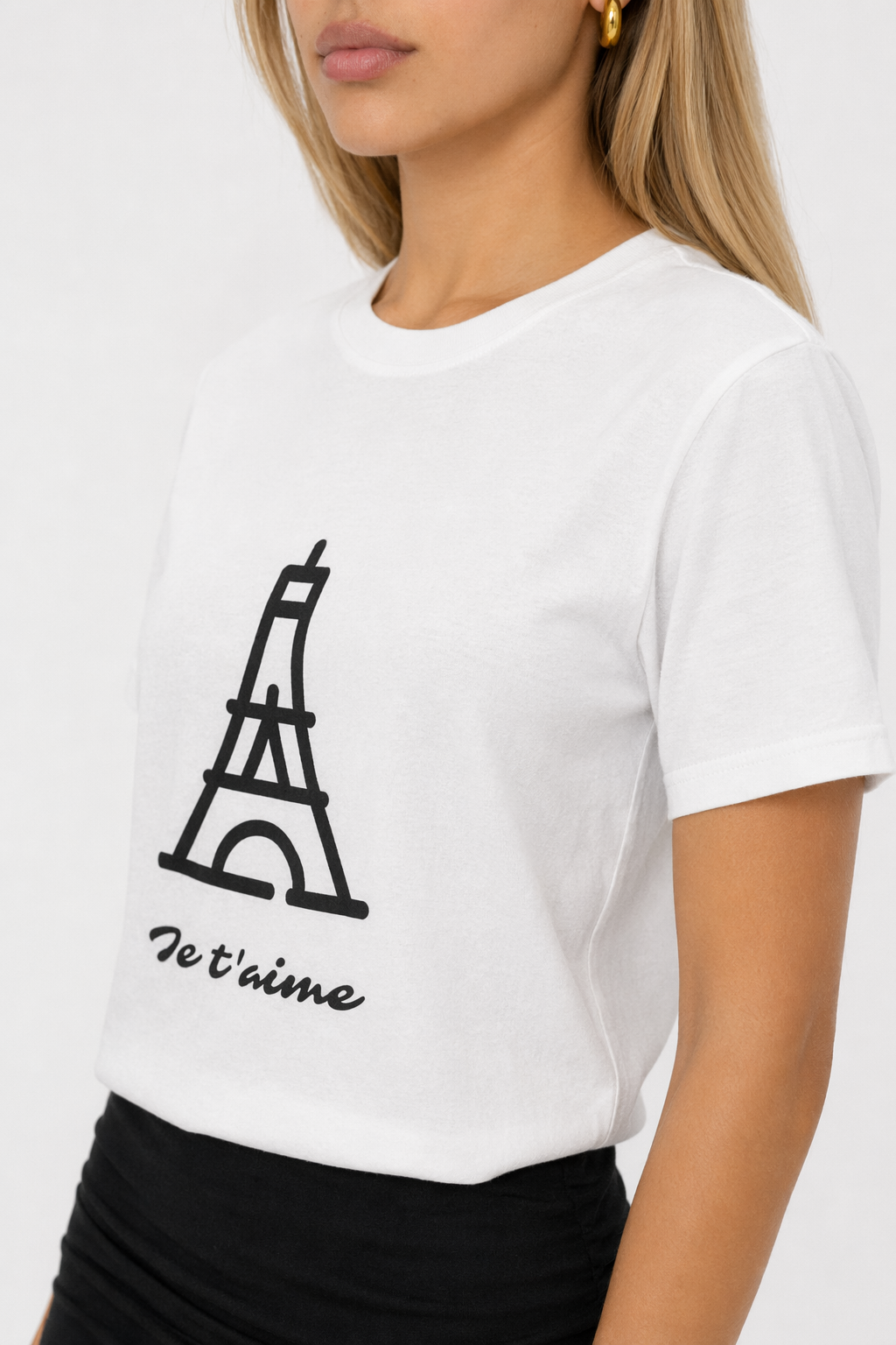 Logo T-Shirt for Women with 'Je T'aime' Message White