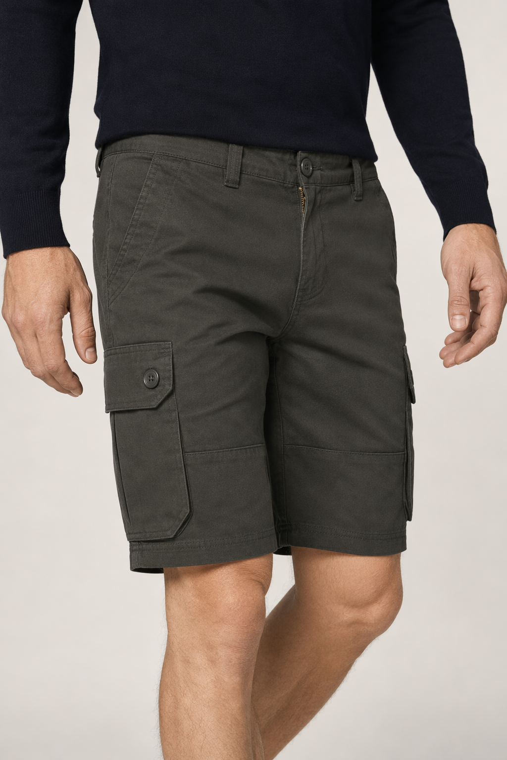 Casual Shorts with Multiple Pockets for Men Army Green