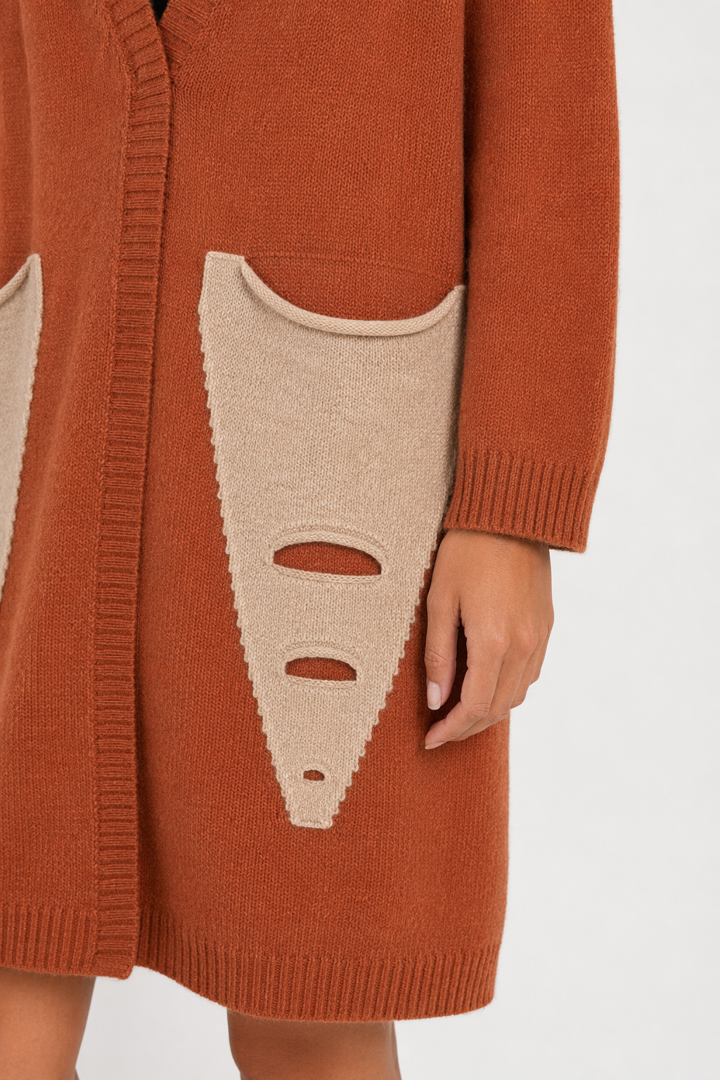 Mid Length Ladies' Cardigan Orange