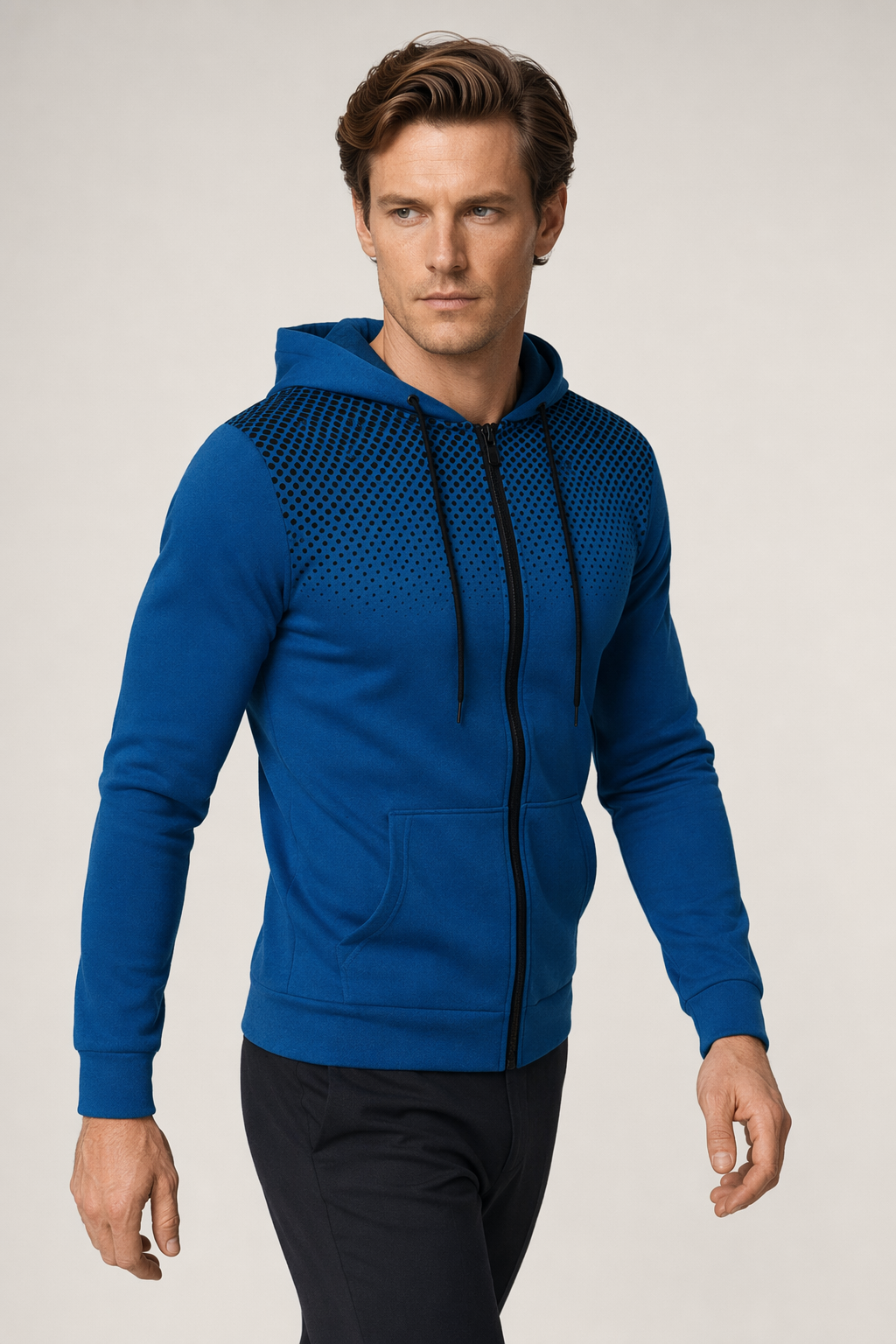 Lightweight Zip-Up Hoodie for Men Blue