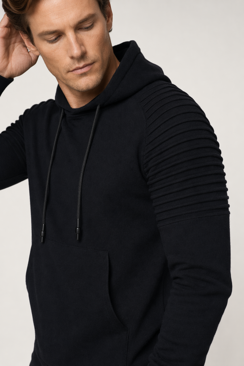 Slim Fit Motorcycle Jacket for Men in Ebony Default