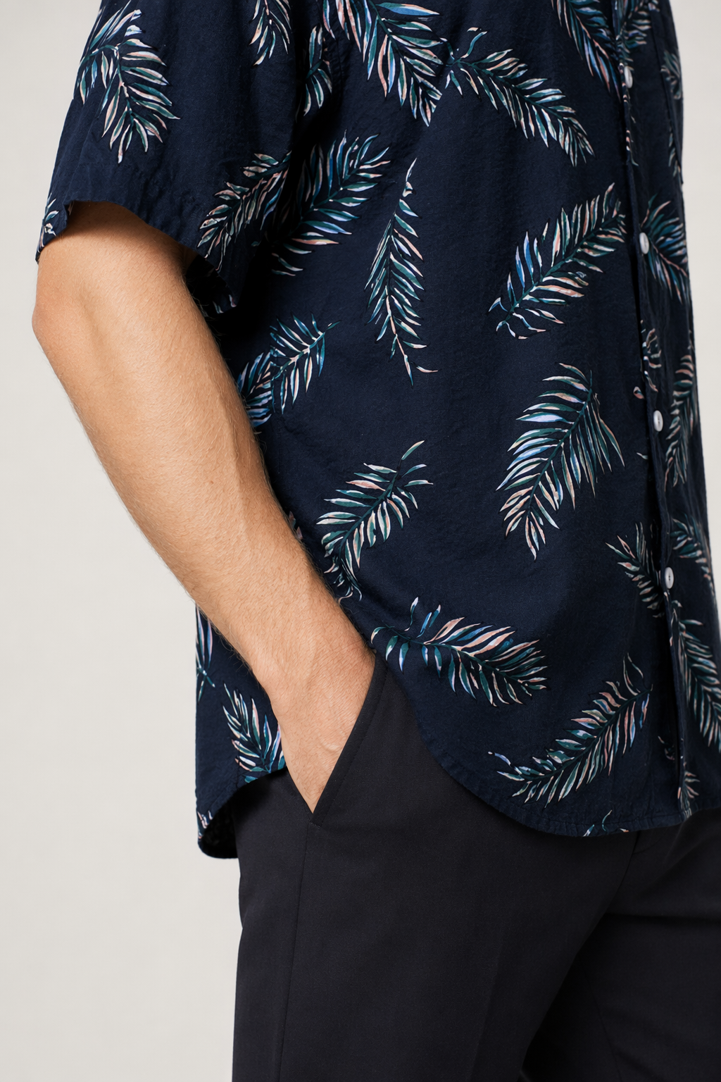 Oversized Navy Floral Hawaiian Shirt for Men Default