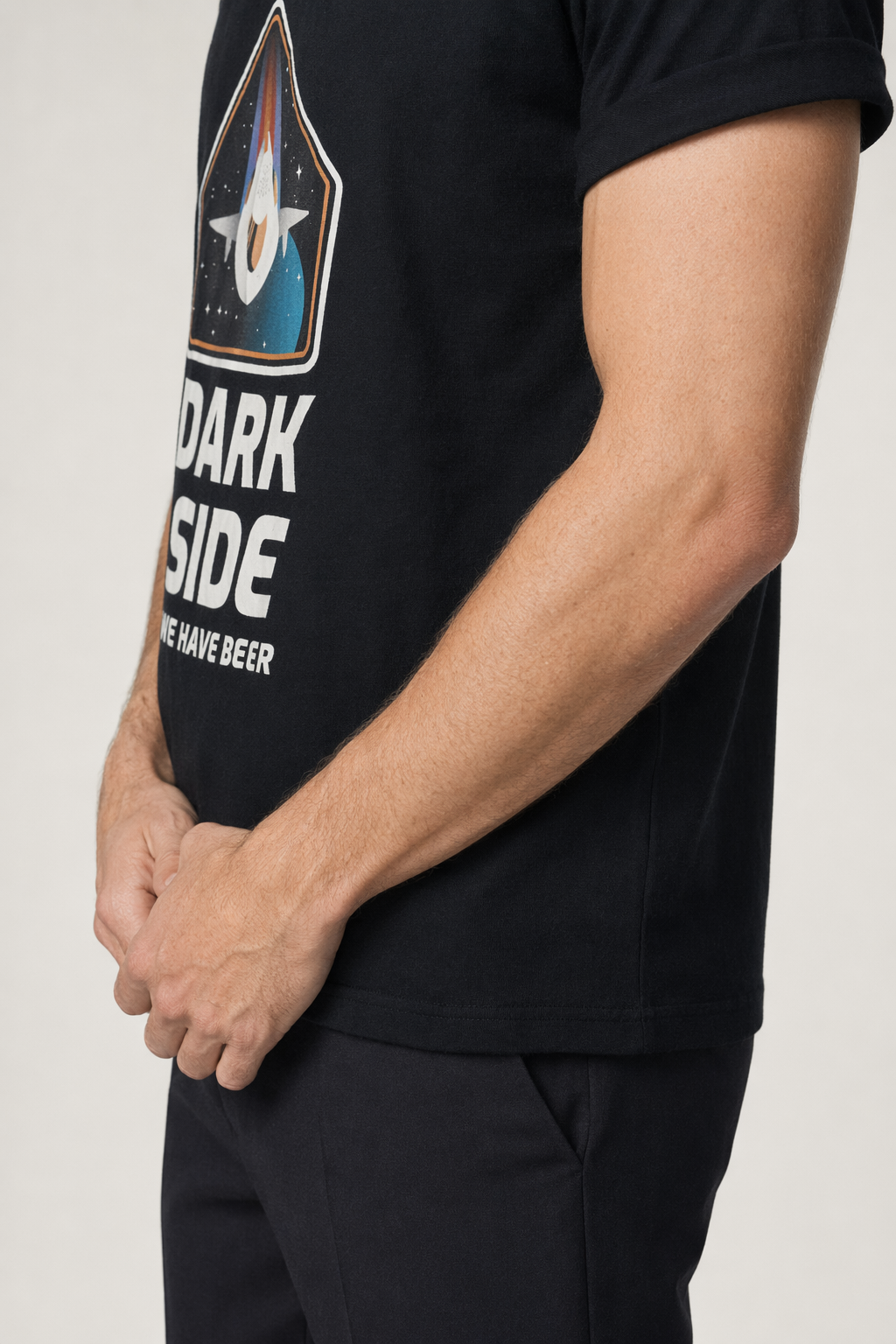 Short Sleeve T-Shirt for Men with a Space Theme Black