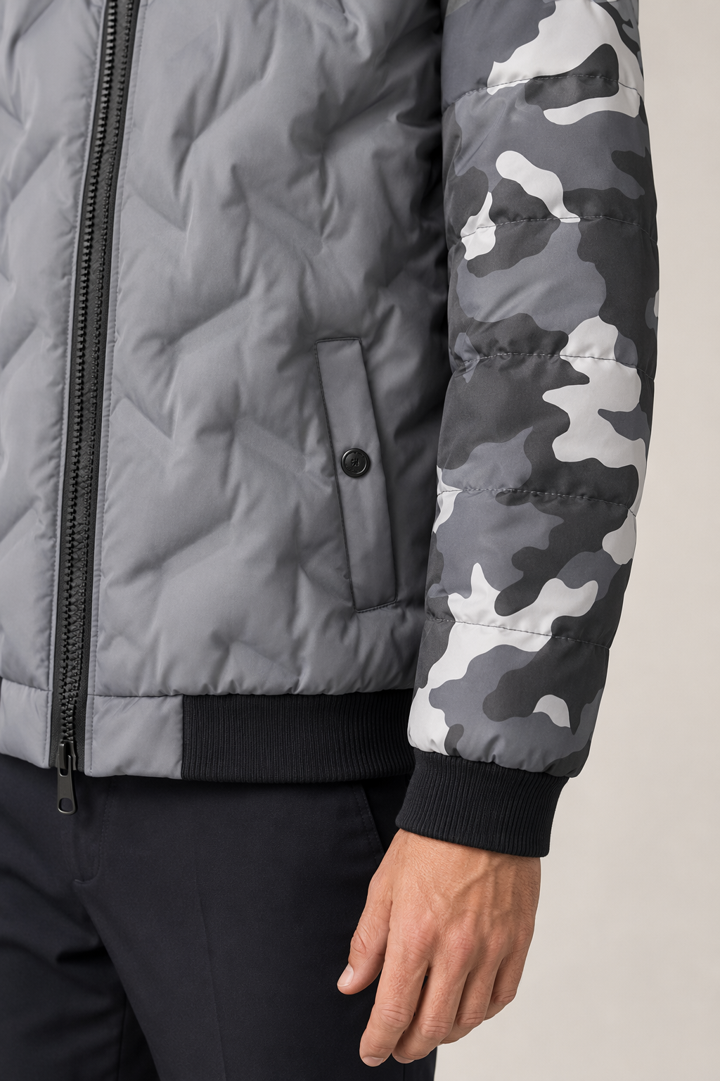 Camouflage Bomber Jacket for Men Gray
