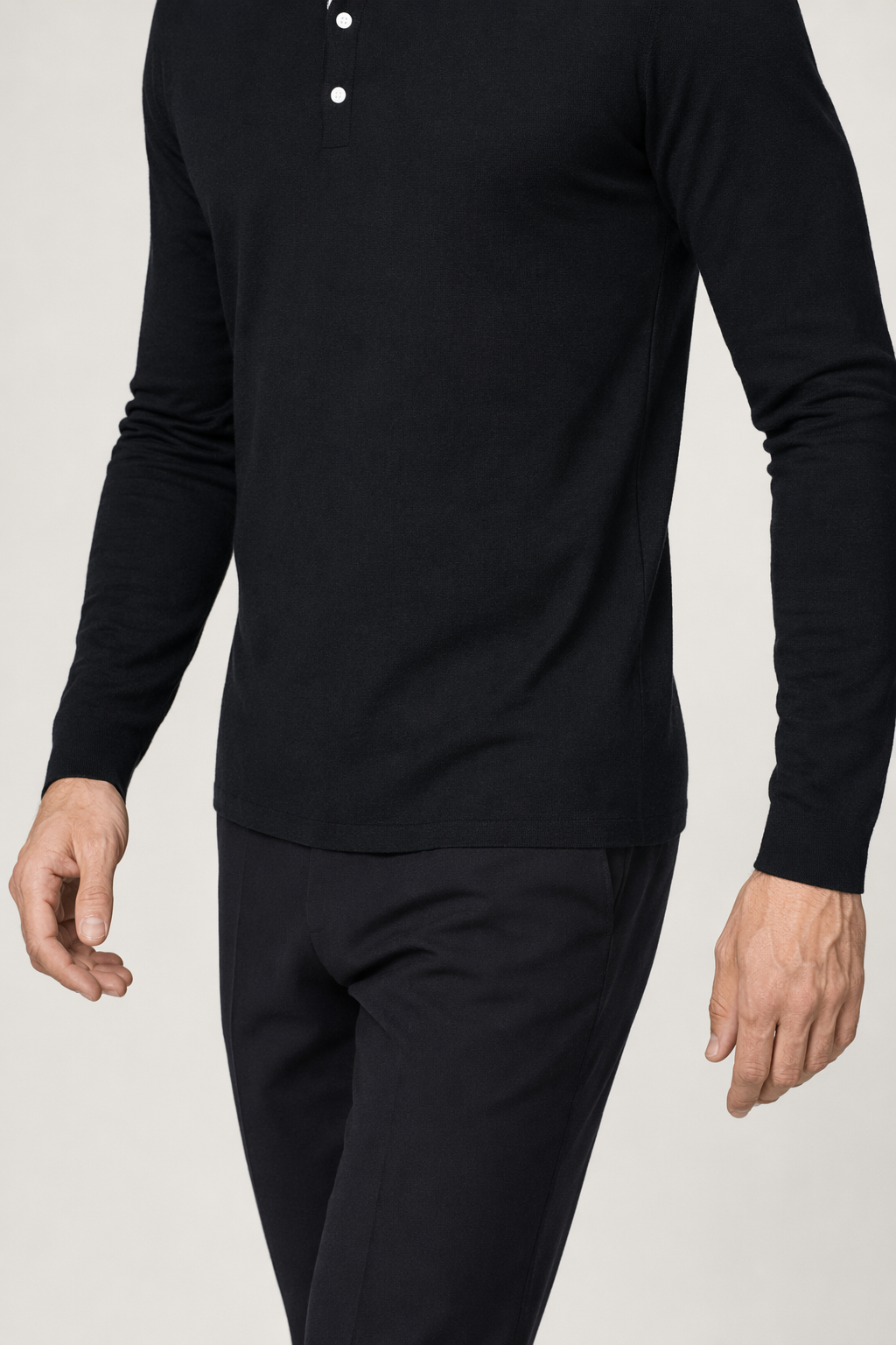 Men's Top with Standing Collar - Enhanced Clarity and Uniqueness Black