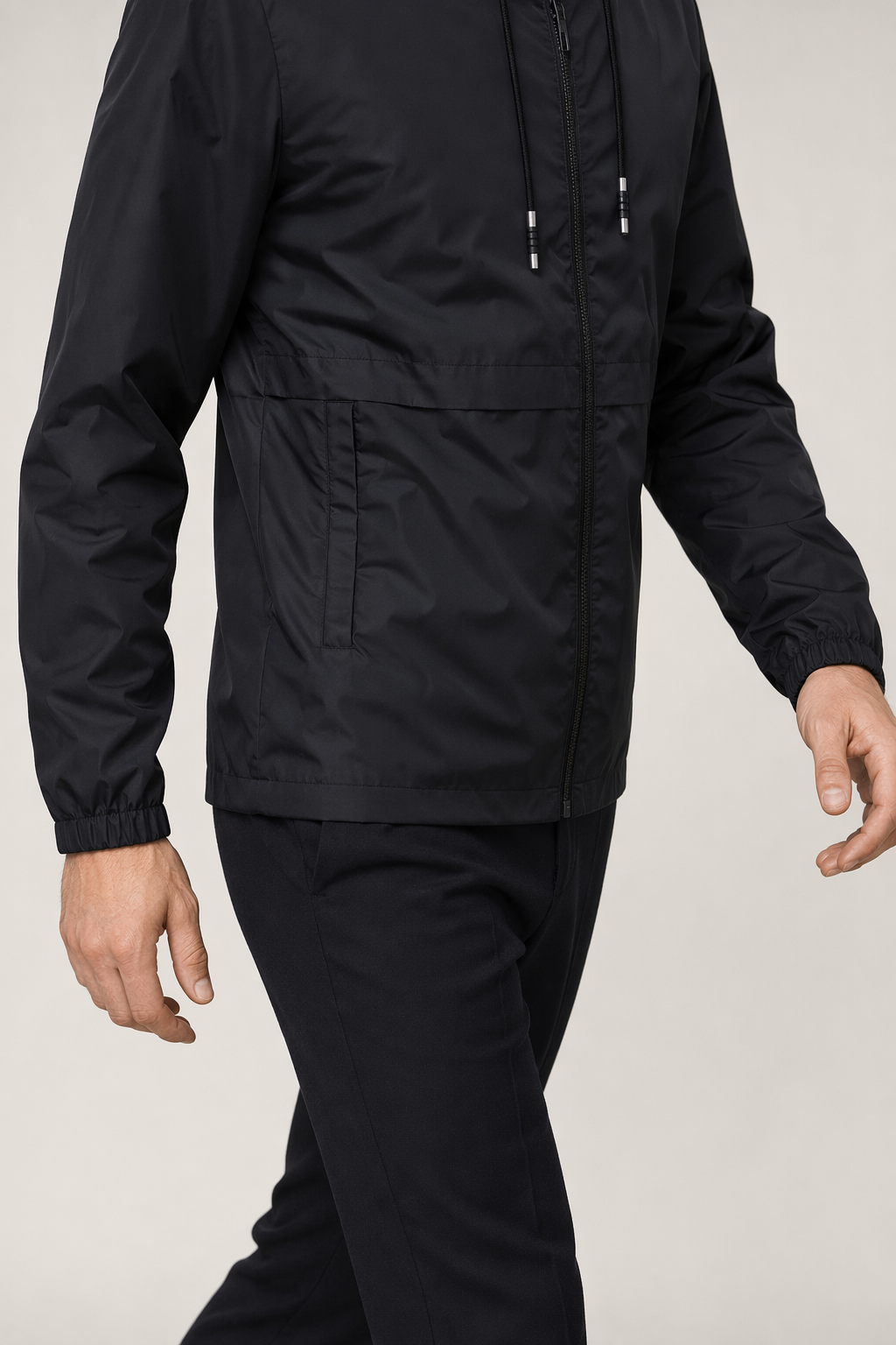 Black Windproof Jacket for Men Default