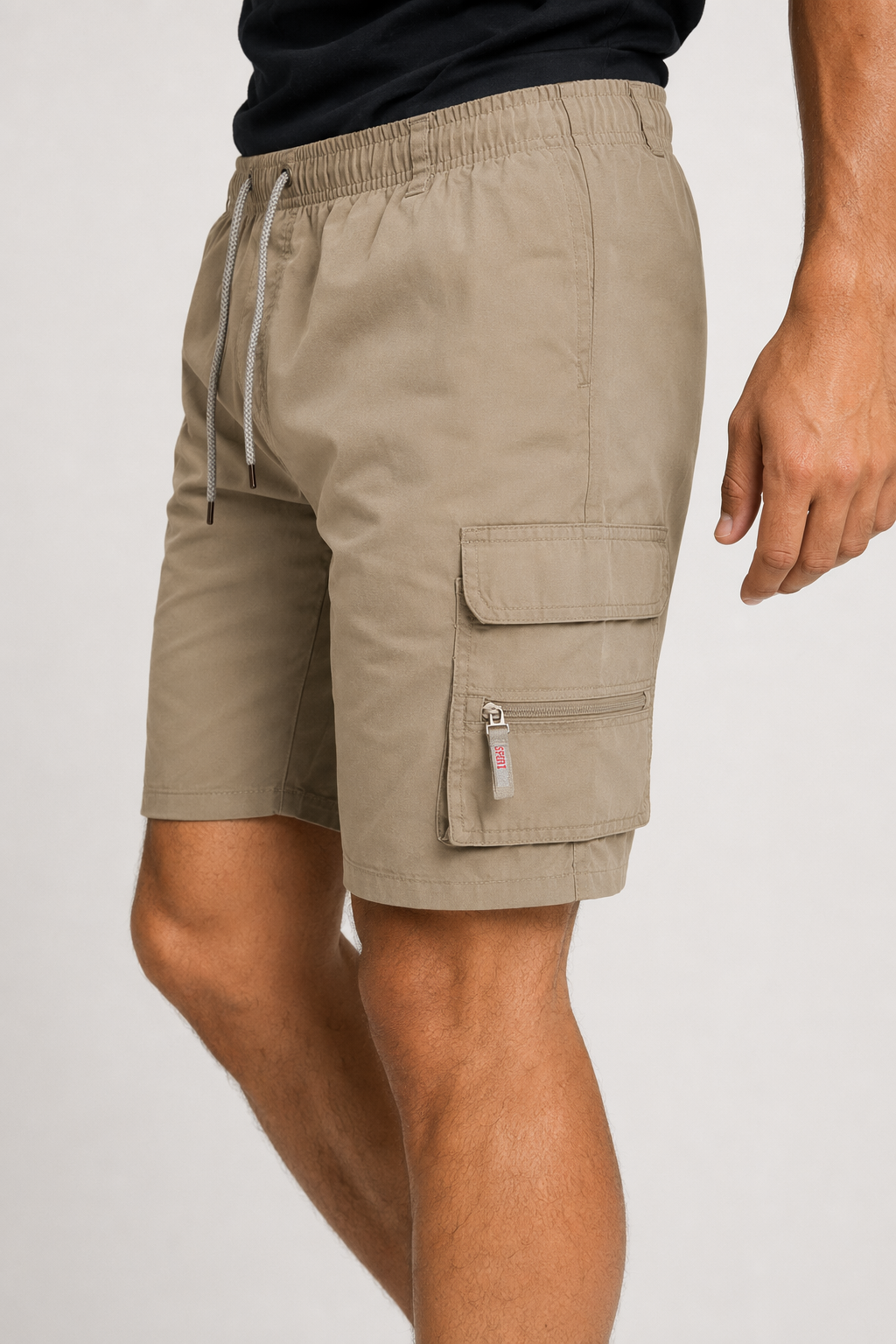 Summer Elastic Waist Men's Casual Shorts Khaki