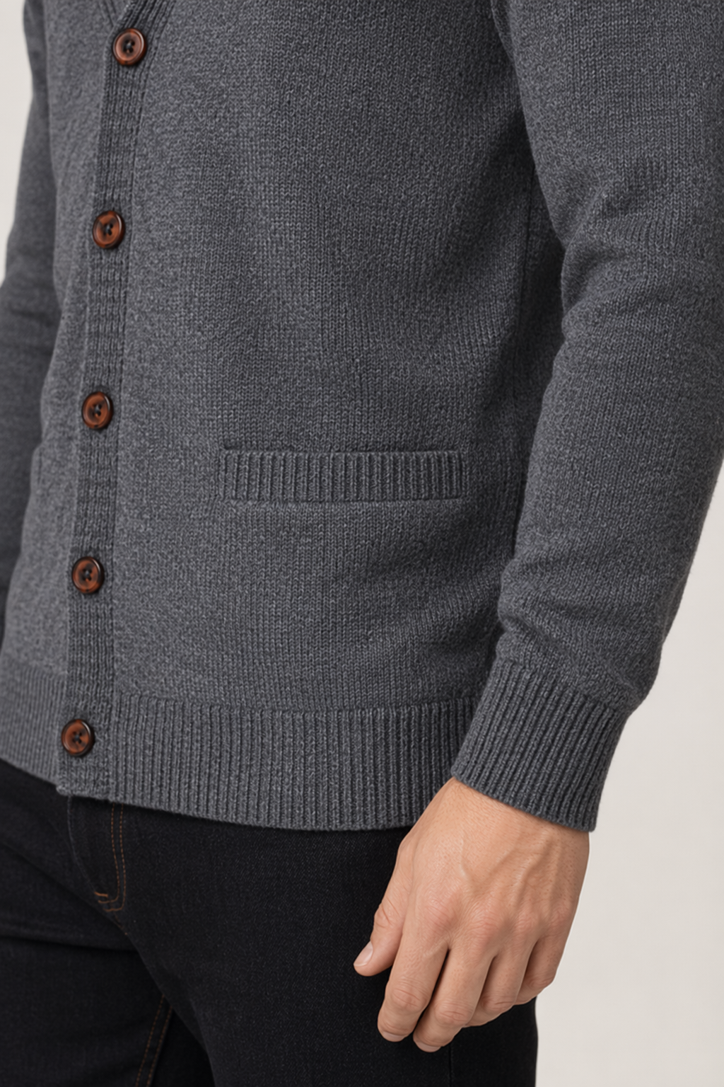 Button Up Cardigan for Men Dark Gray