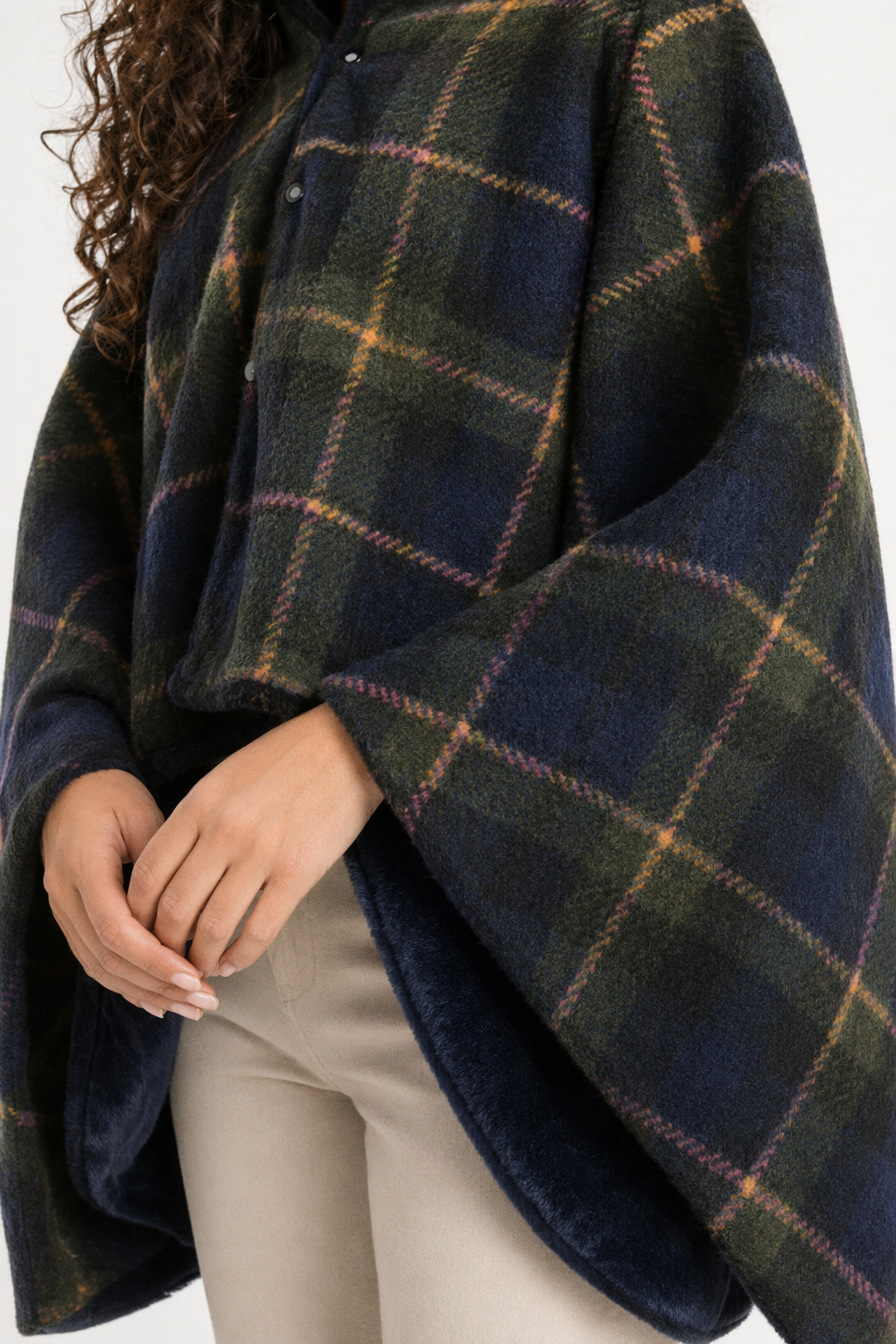 Double Layered Checkered Blanket with Versatile Functions Dark Green