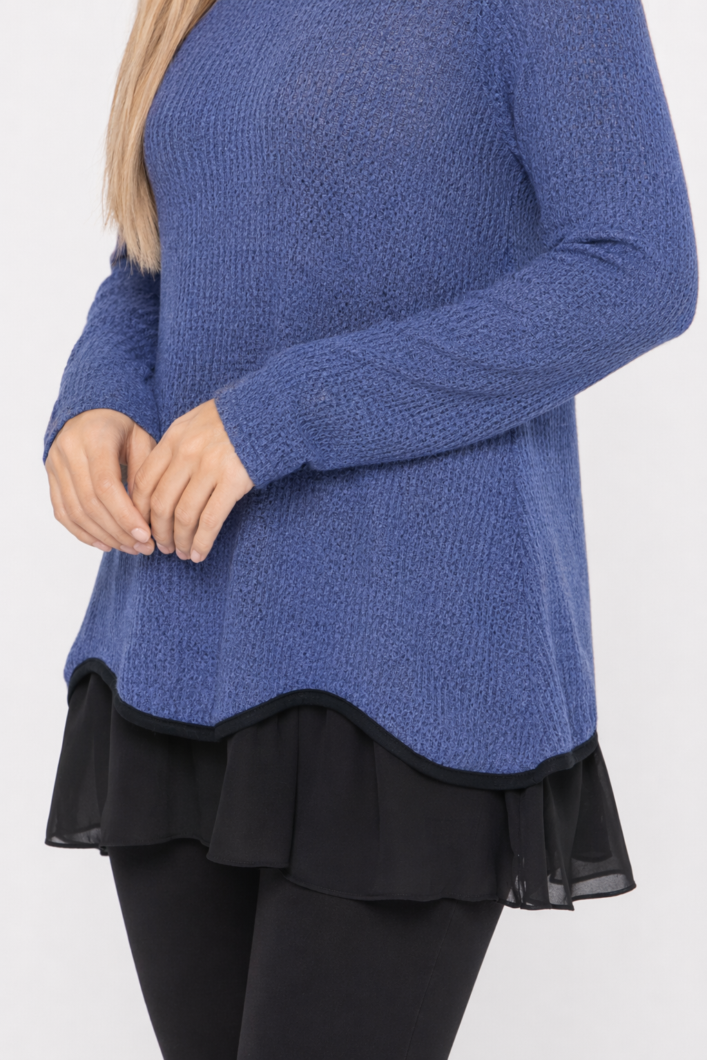 Long Sleeve Layered Women's Top Blue