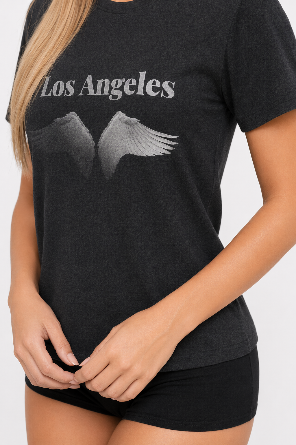 Los Angeles T-Shirt with Winged Logo Design Dark Heather