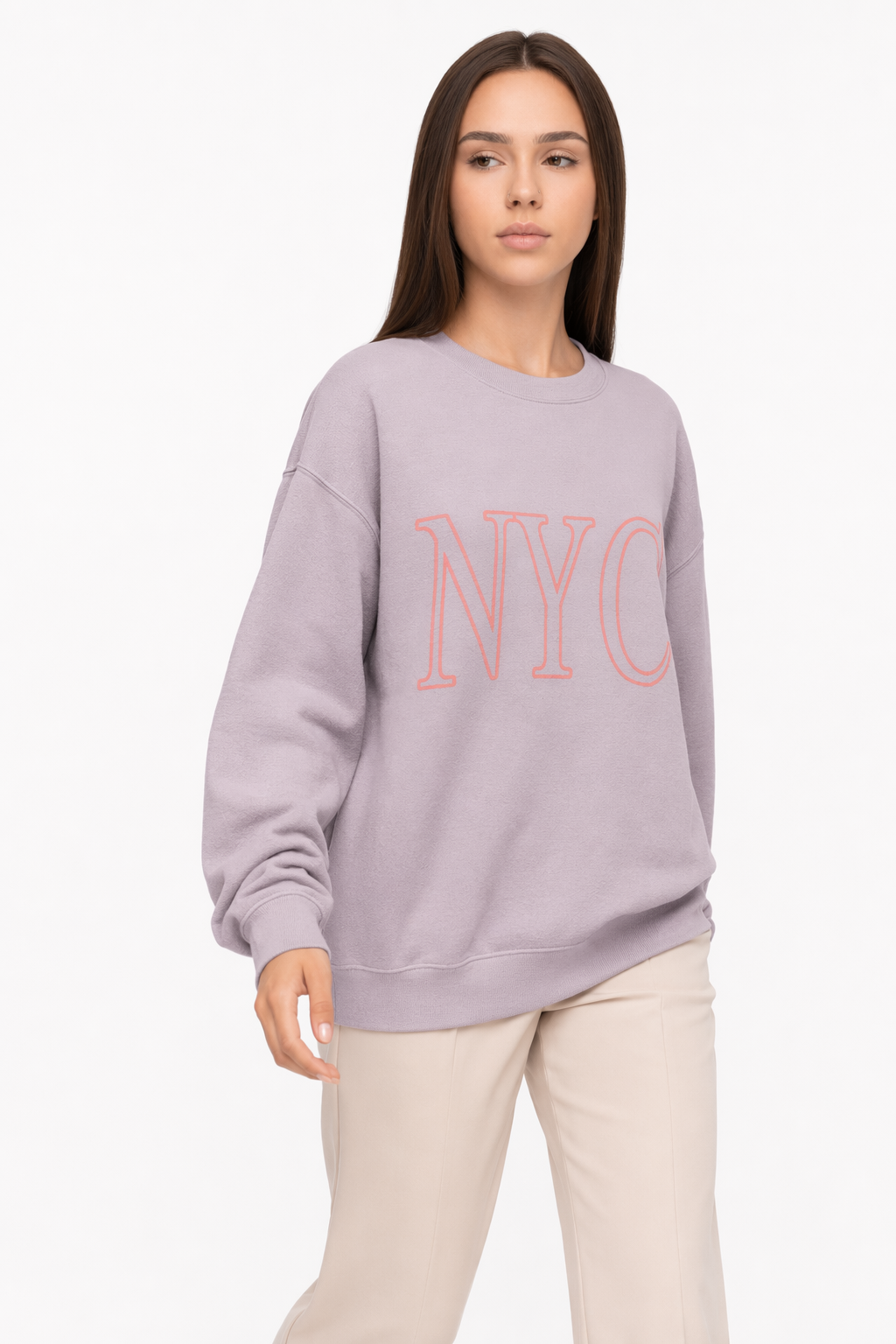 Pink Crewneck Sweatshirt for Women in New York City Default