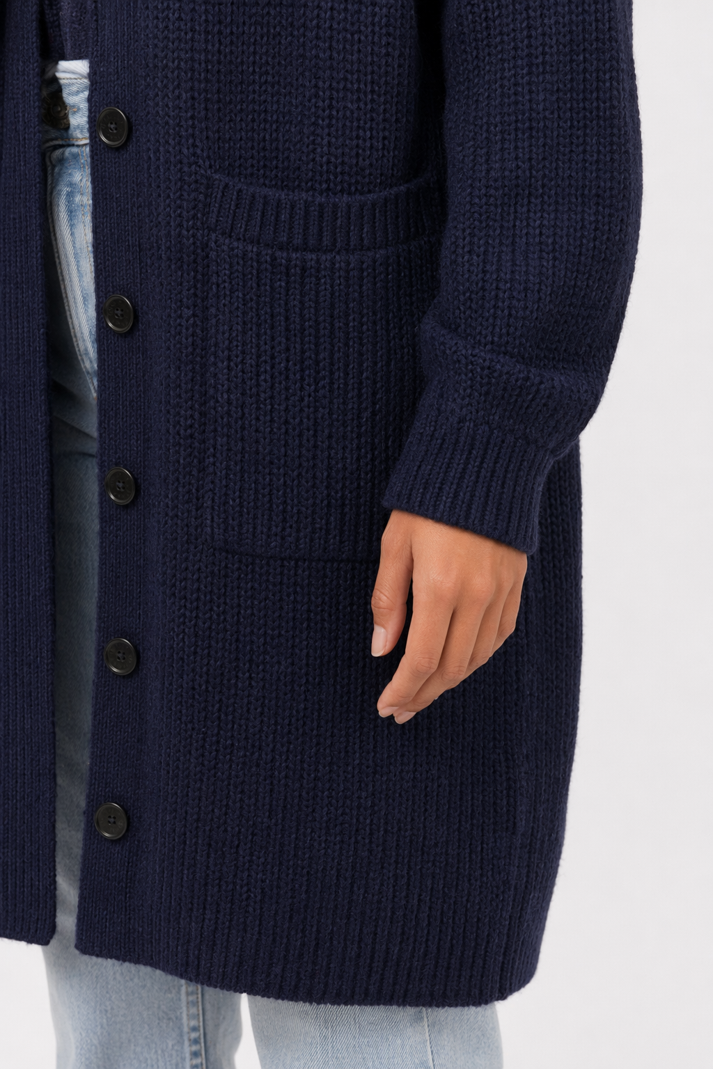 Long Cardigan for Women with Convenient Pockets for Everyday Wear Navy