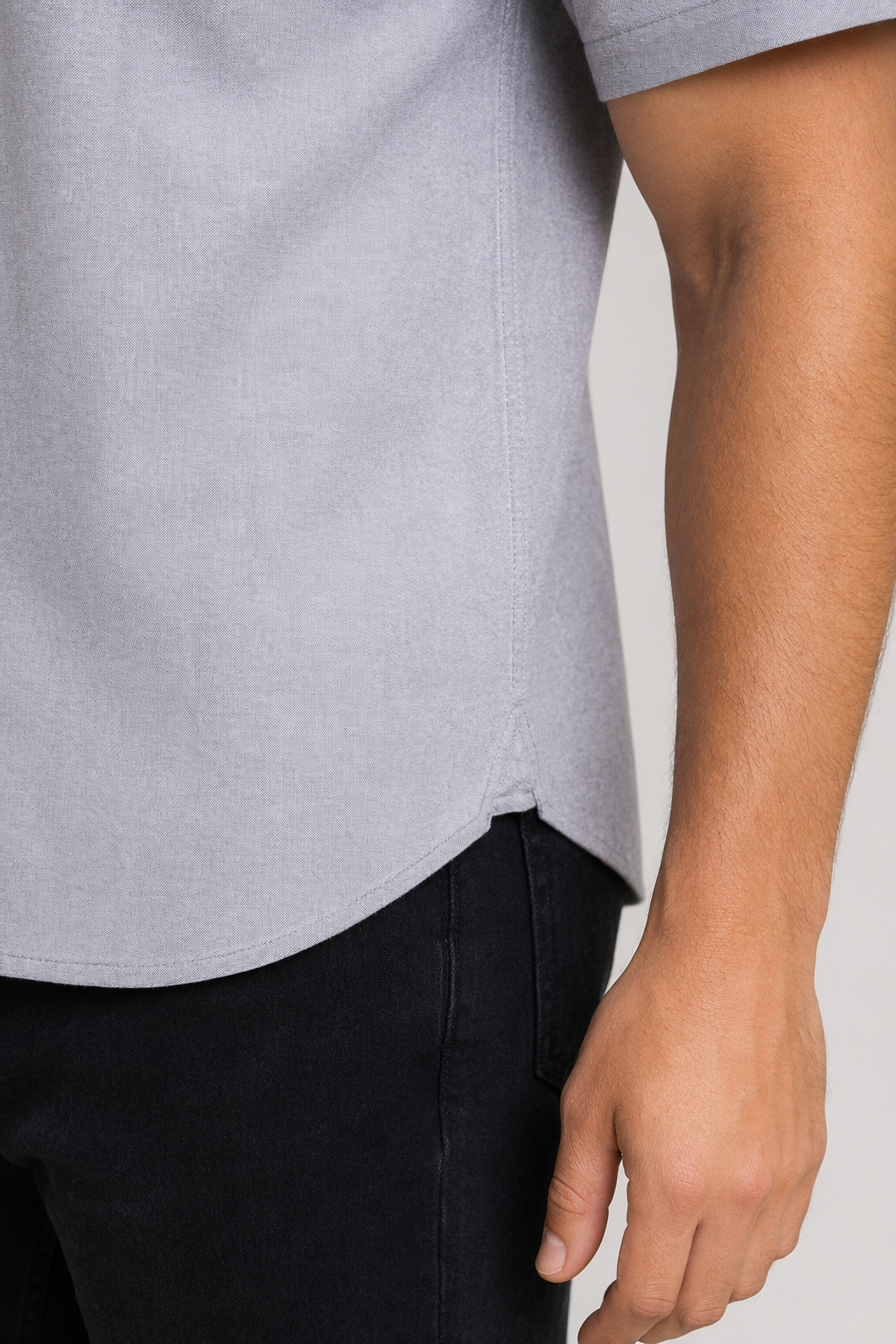 Short Sleeve Men's Button-Up Shirt Title Revision Gray