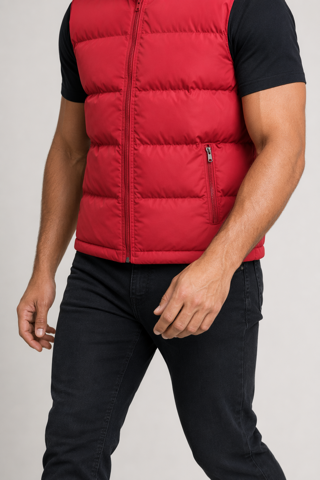 Casual Men's Insulated Sleeveless Jacket Red