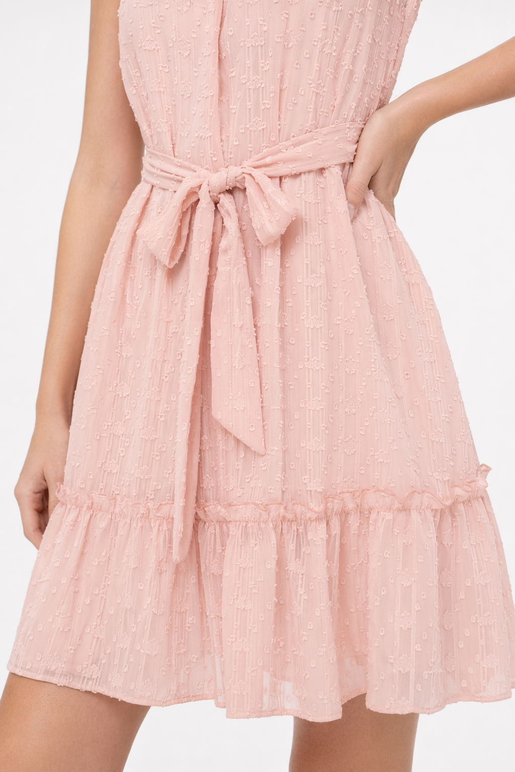 Casual Summer Dress - Halter Neck Sleeveless Pink