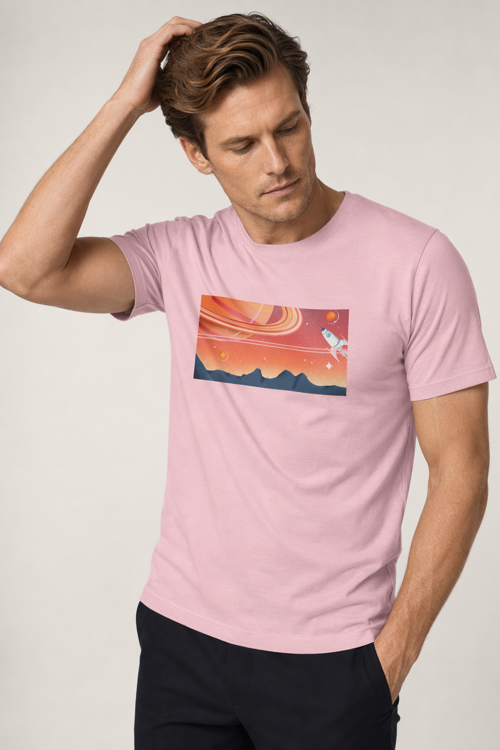 Men's Galactic Block Short-sleeved T-Shirt Pink