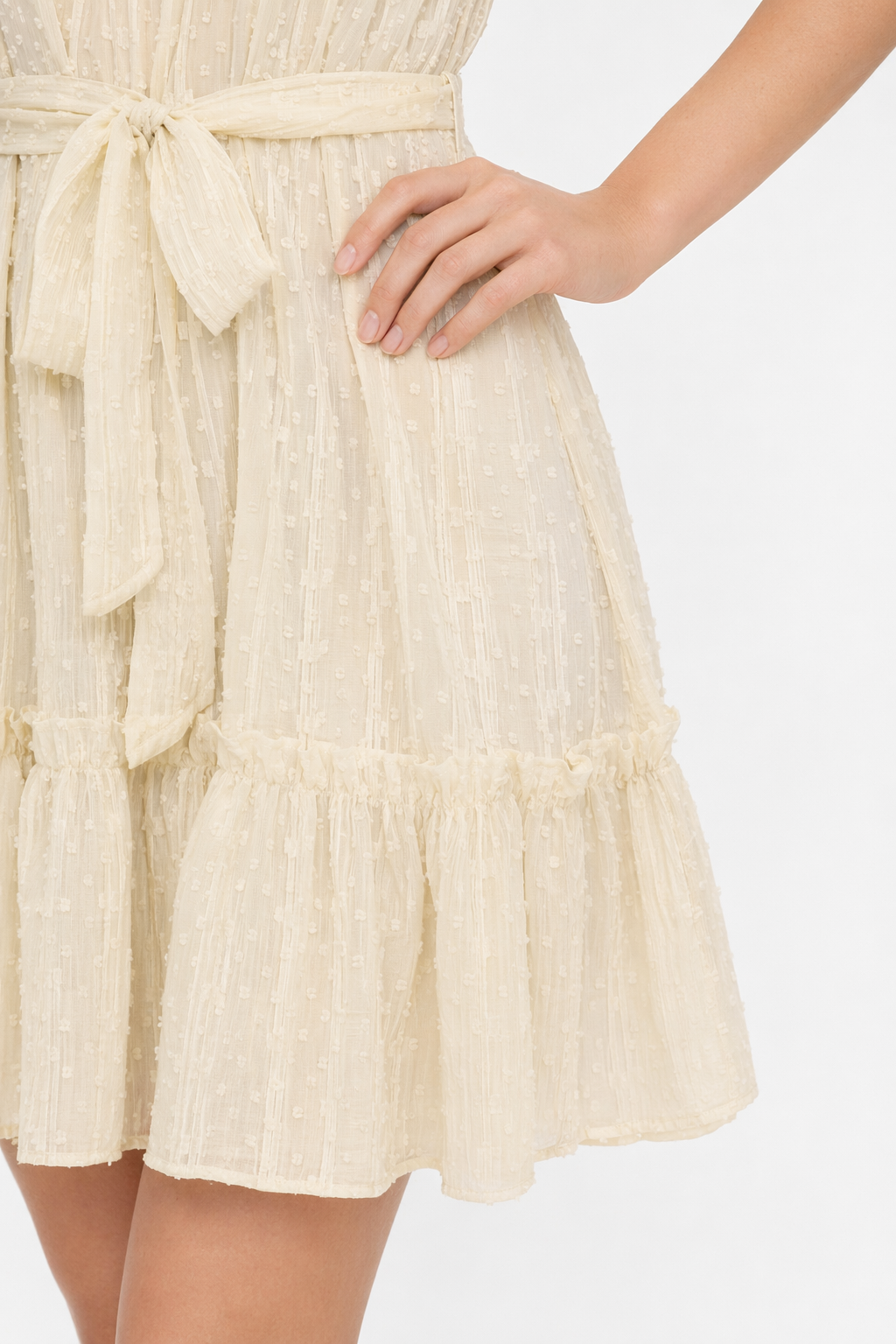 Casual Summer Dress - Halter Neck Sleeveless Beige