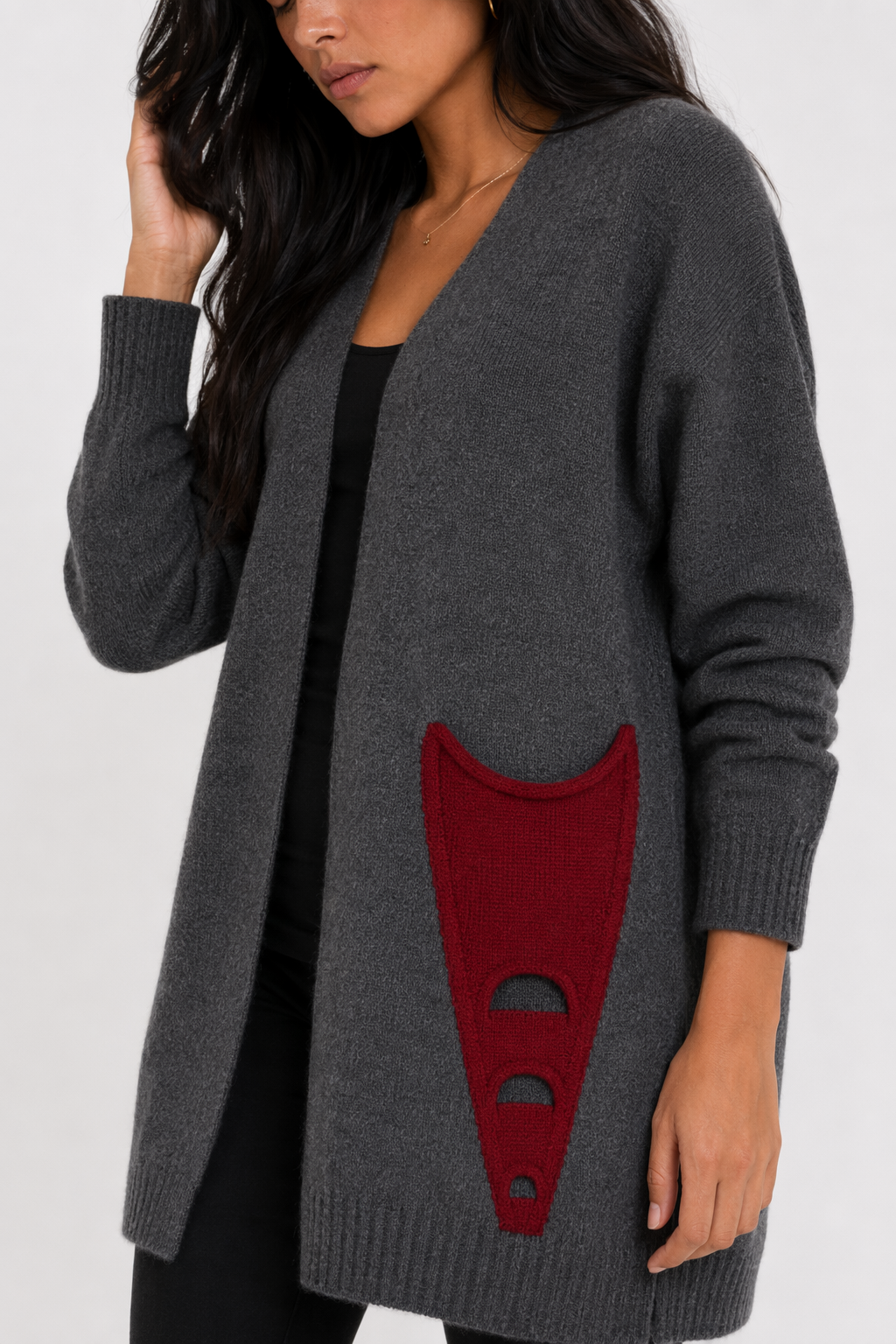 Mid Length Ladies' Cardigan Gray