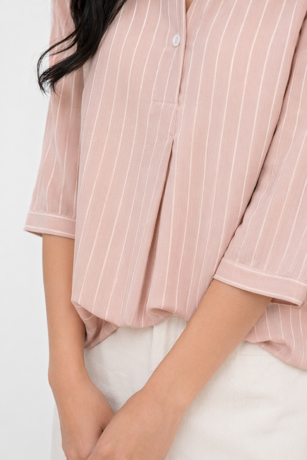 Button-Up Striped Shirt for Women Pink