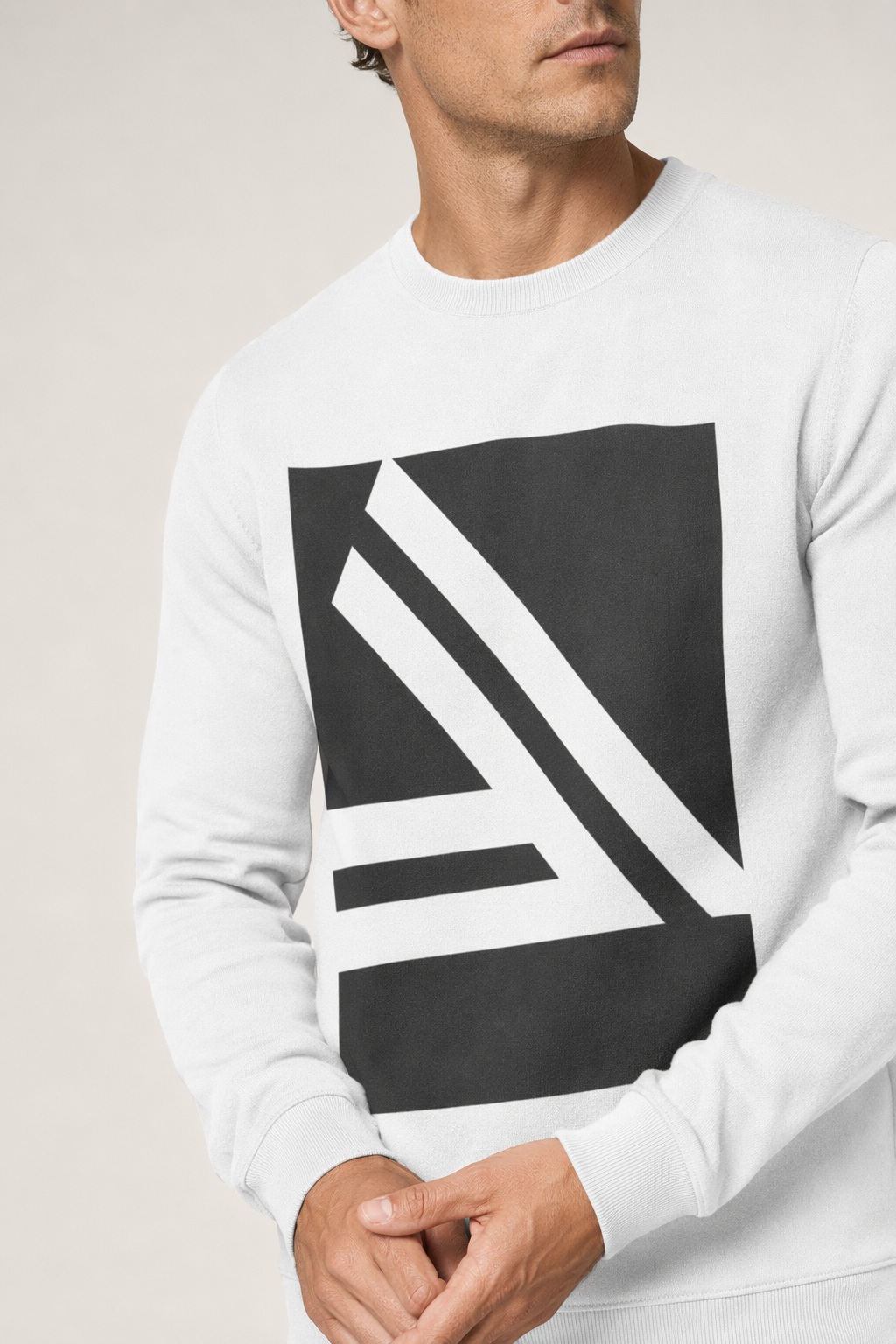 Double Logo Crewneck Sweatshirt for Men White