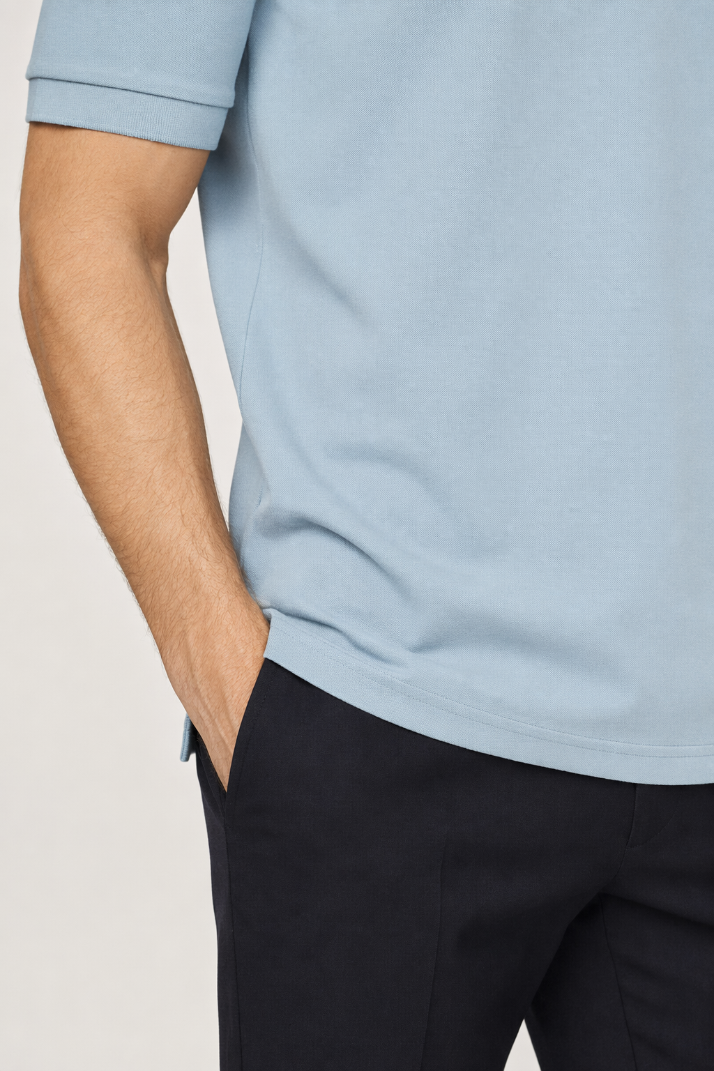 Men's Collared Shirt with Logo on the Chest BLUE