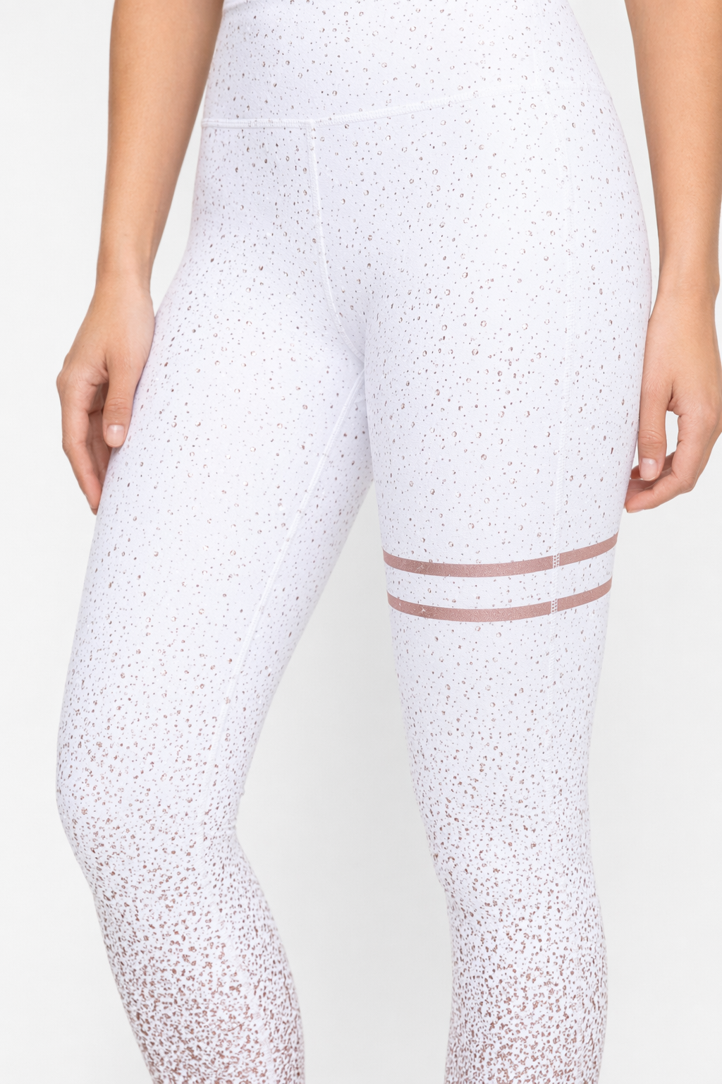 Yoga Leggings with Bold Stripes and High Waist White