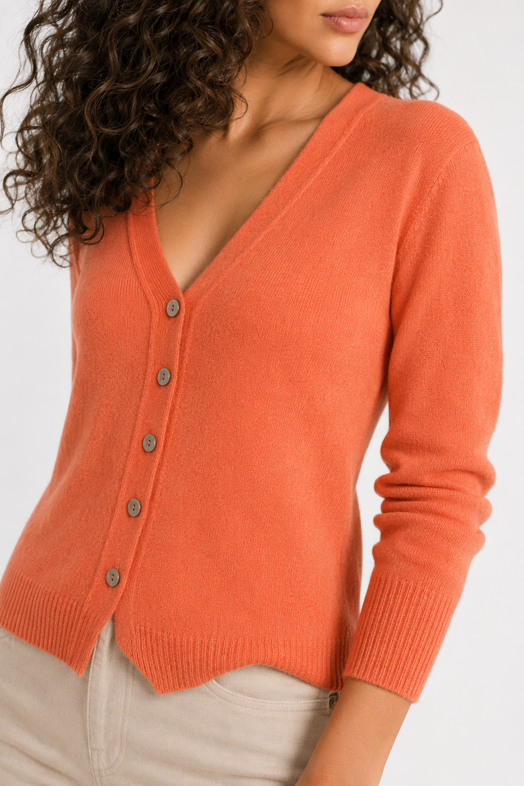 Slim Fit Cardigan for Women - Korean Inspired Design Orange