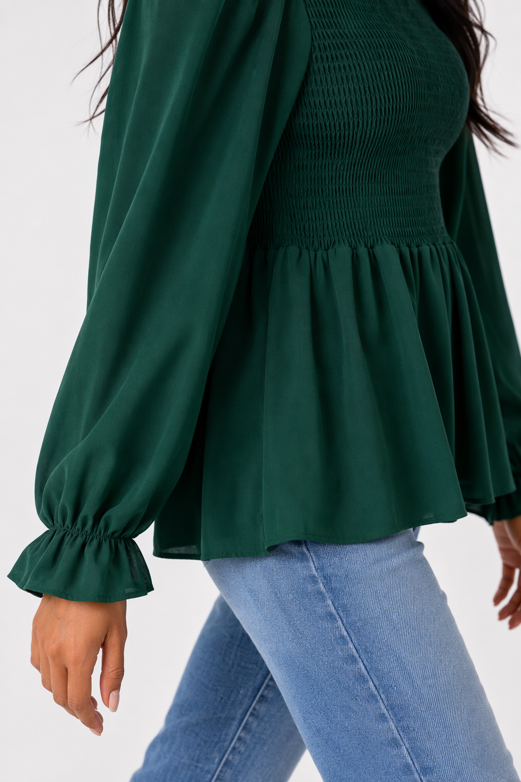 Loose-Fitting Chiffon Blouse for Women Green