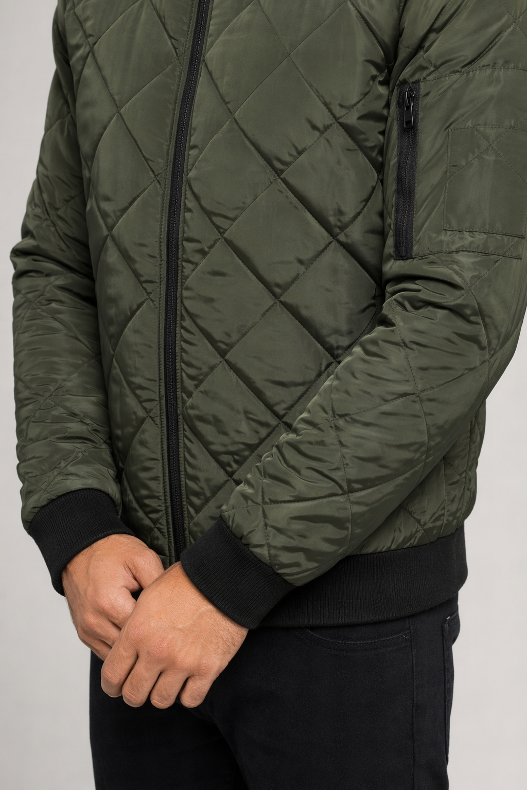 Quilted Jacket for Men Army Green