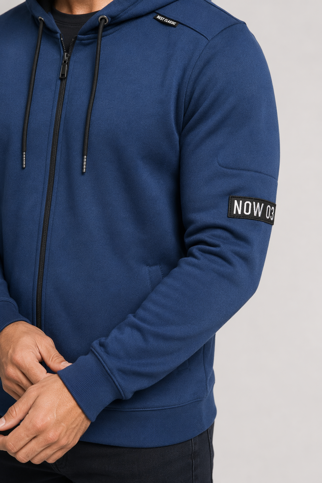Casual Zip-Up Hoodie for Men Blue