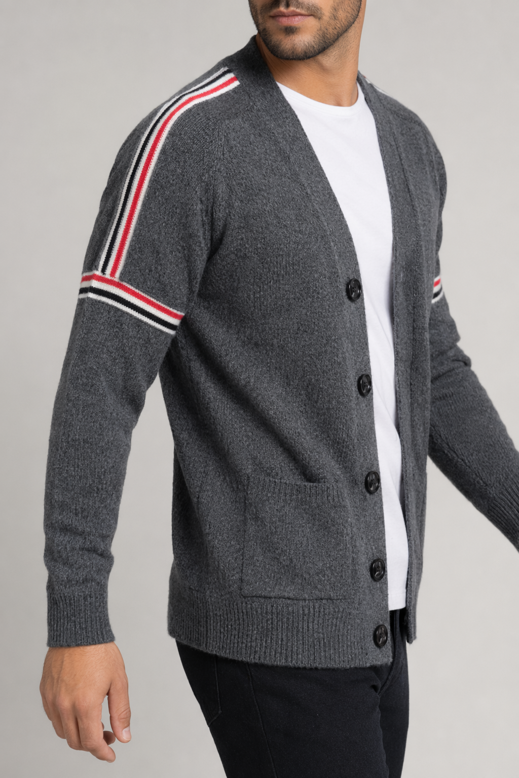 Colorful Striped Men's Cardigan Dary Gray