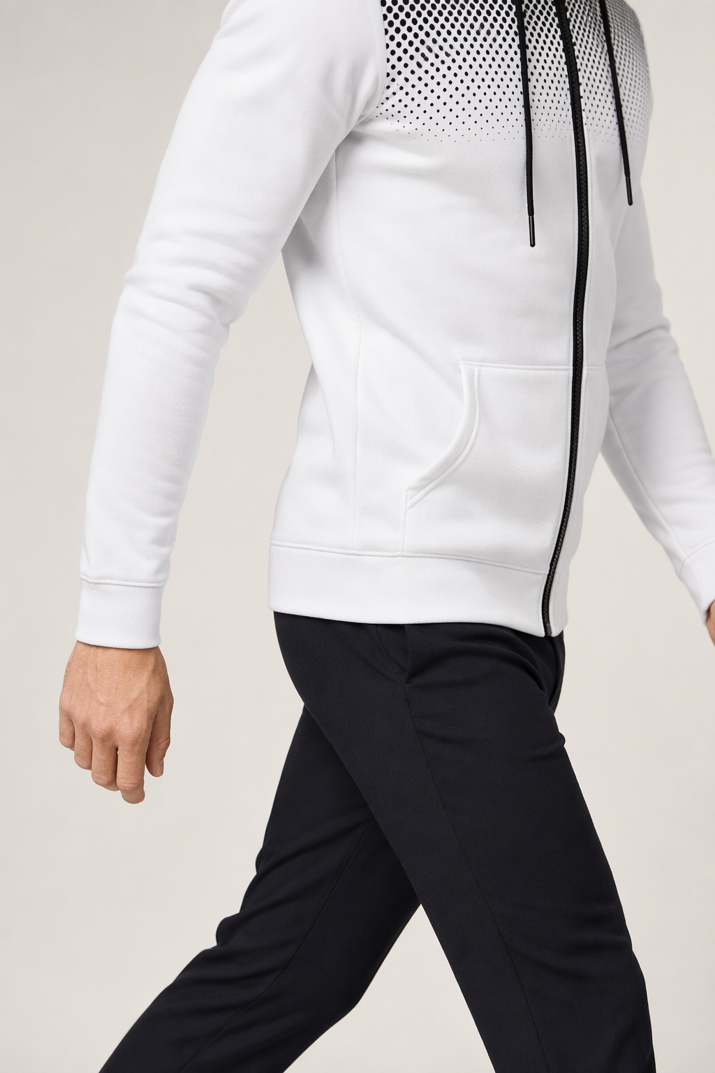 Lightweight Zip-Up Hoodie for Men White