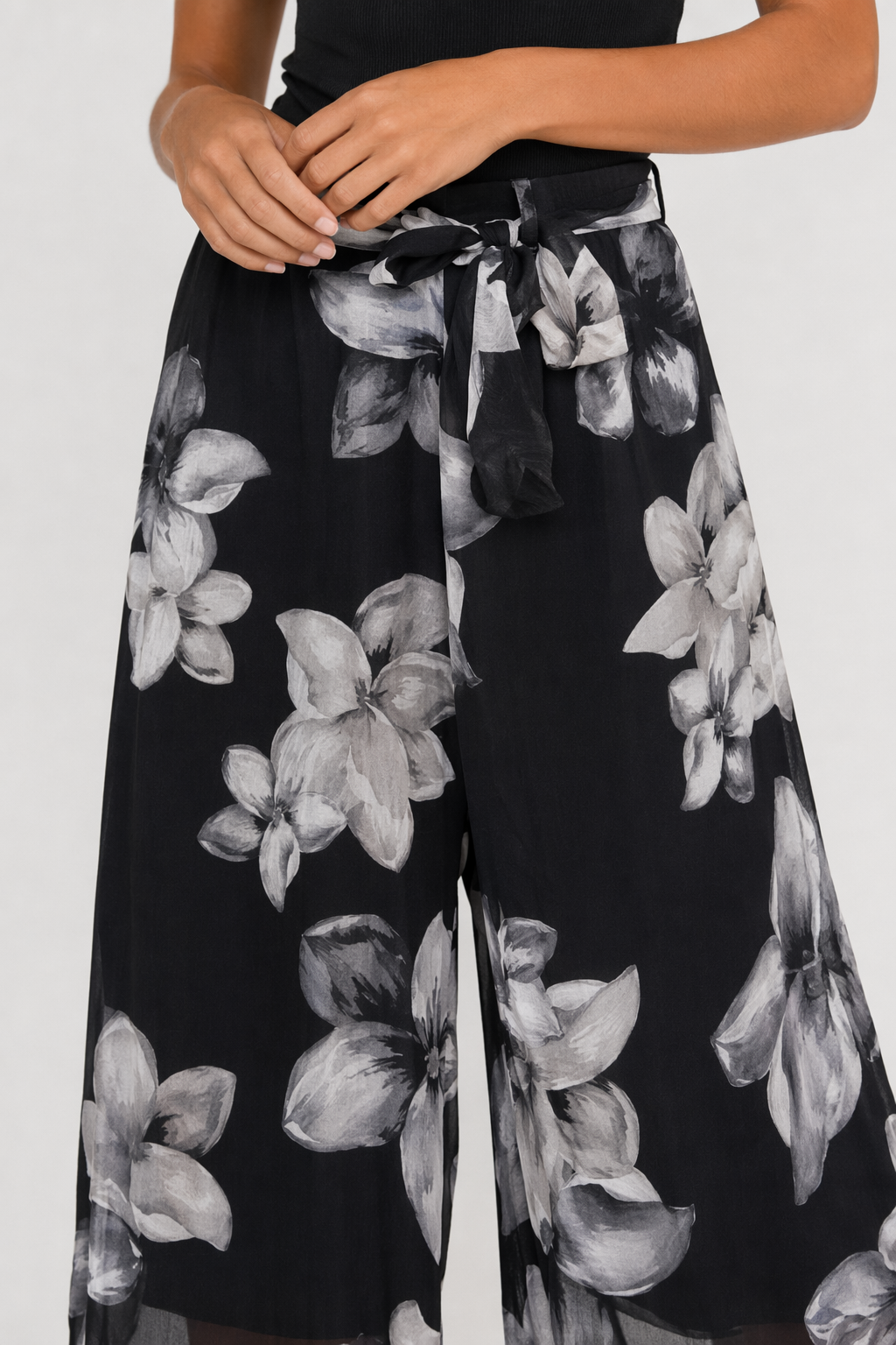 Floral Chiffon Wide Leg Pants for Women Default