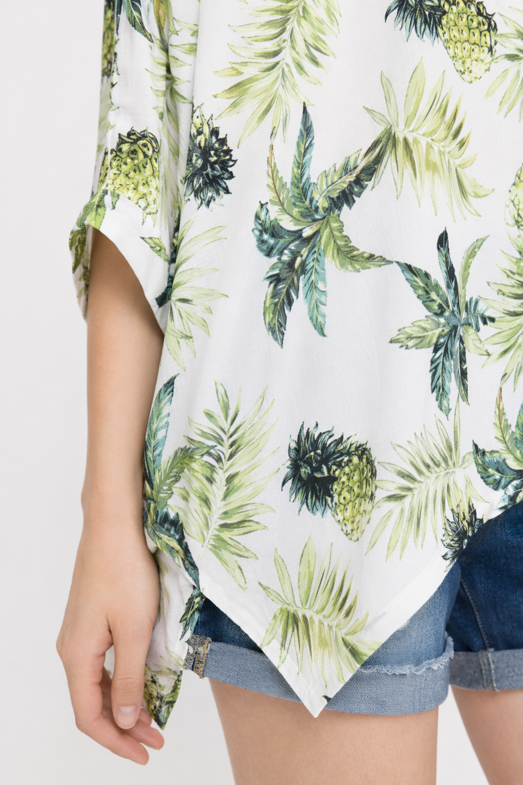 Batwing Top with Tropical Pineapple Print for Women Default
