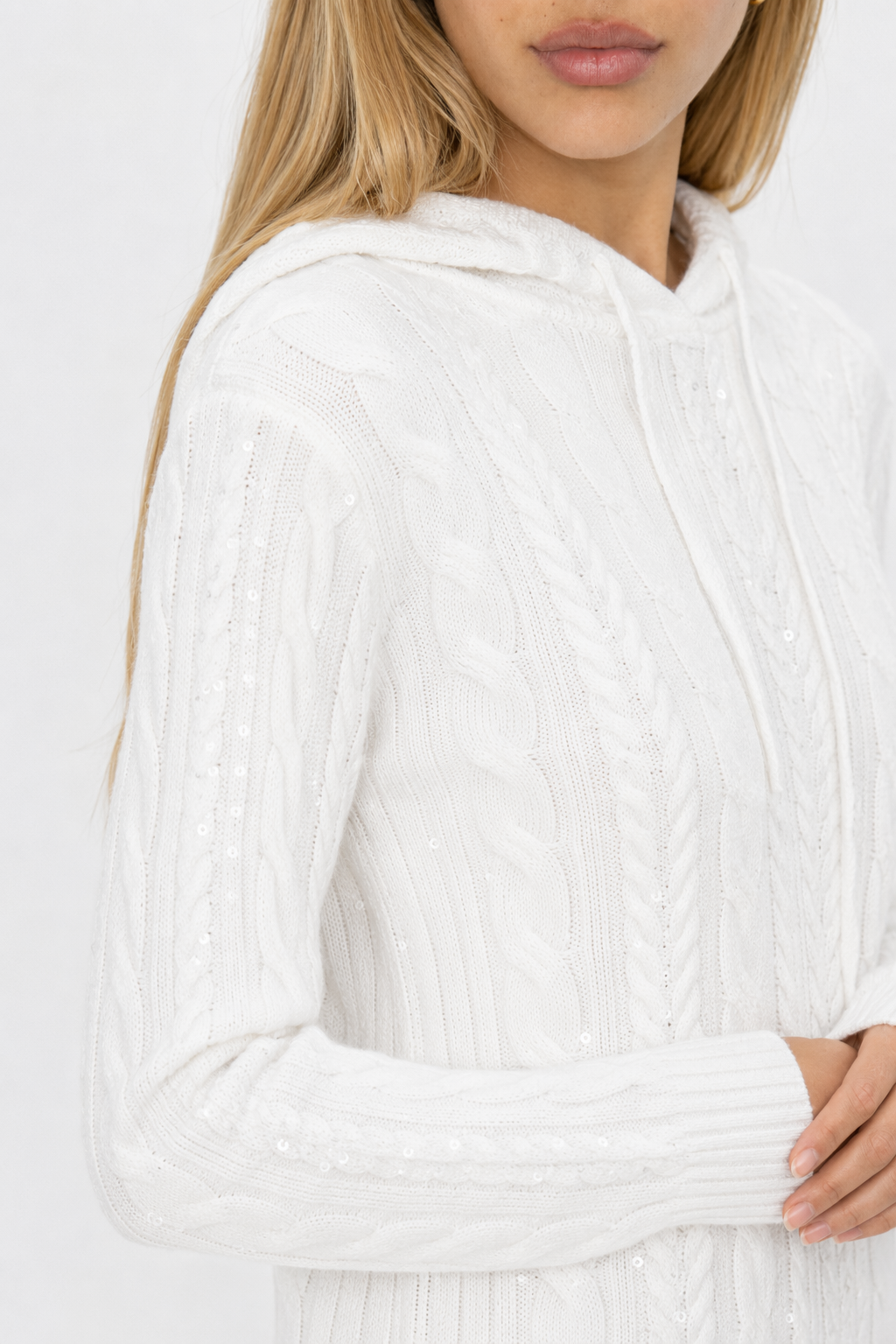 Hooded Women's Pullover Sweater White