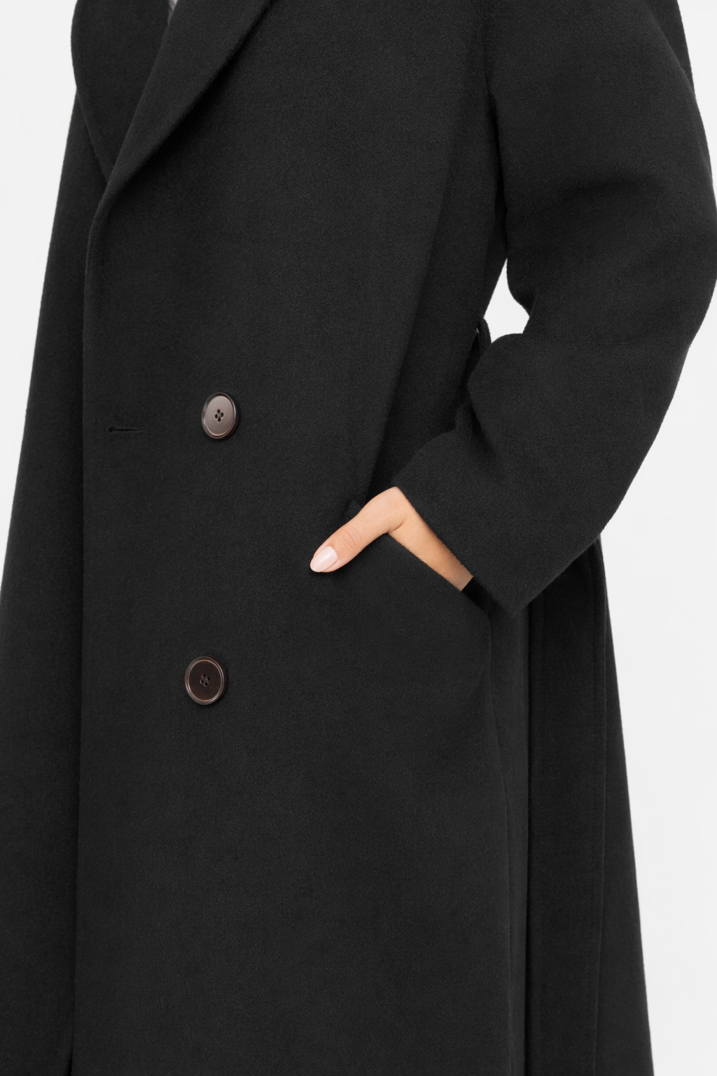 Long Belted Women's Coat Black