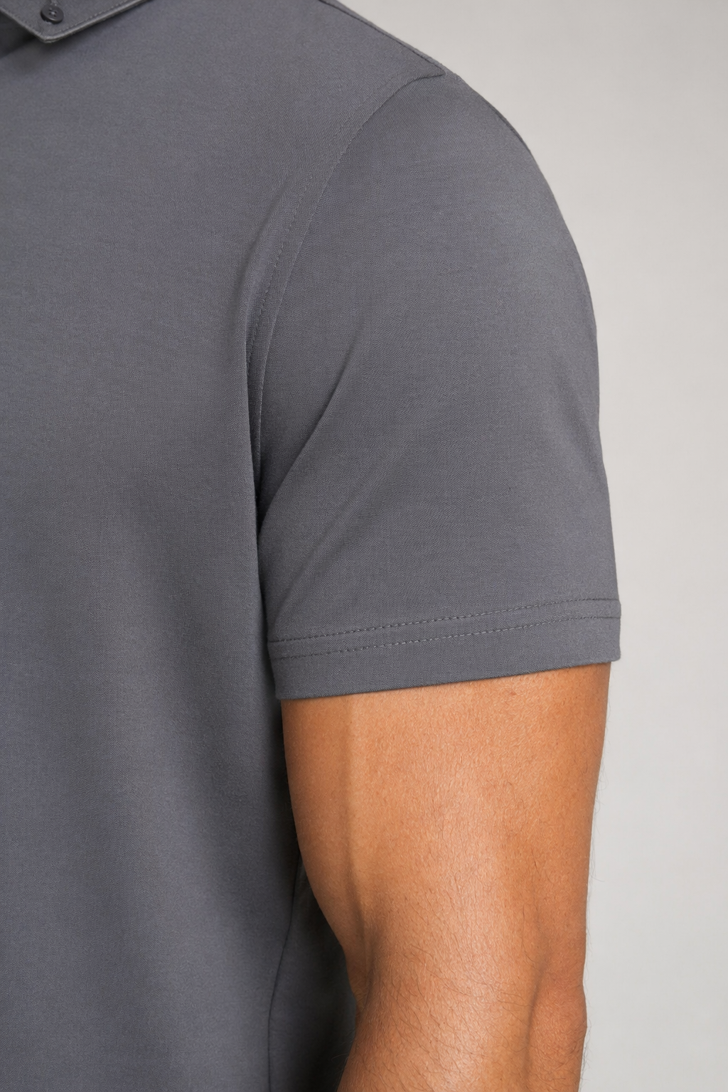 Half-Zip Polo Shirt for Men featuring Collar Embellishments Dark Gray