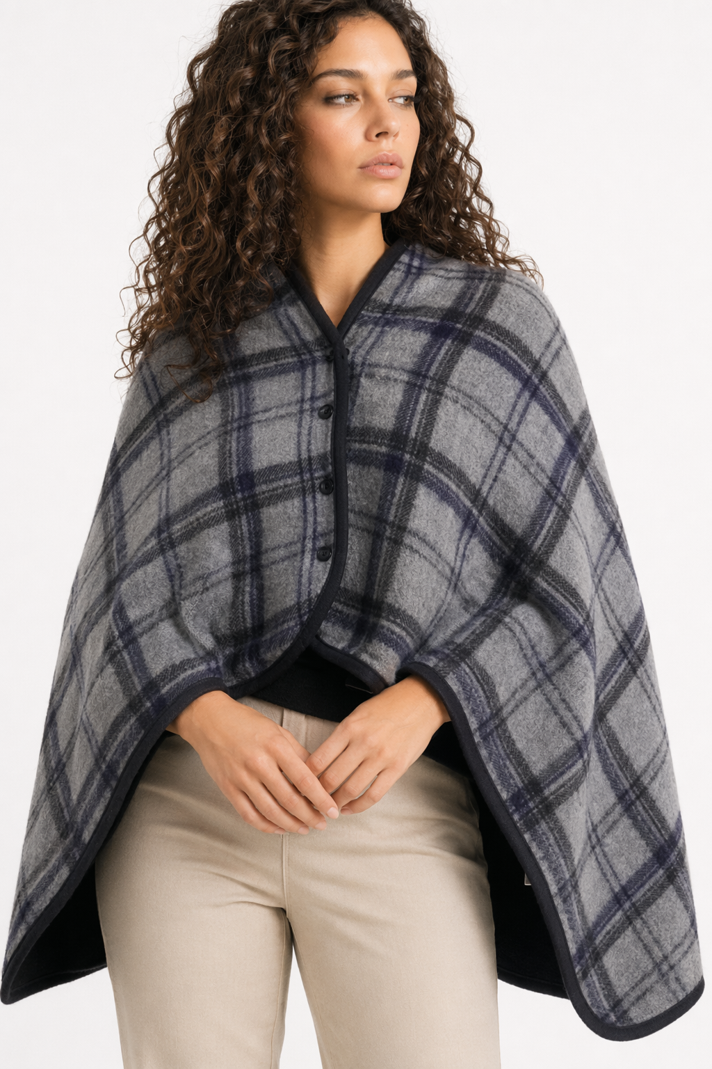 Double Layered Checkered Blanket with Versatile Functions Gray