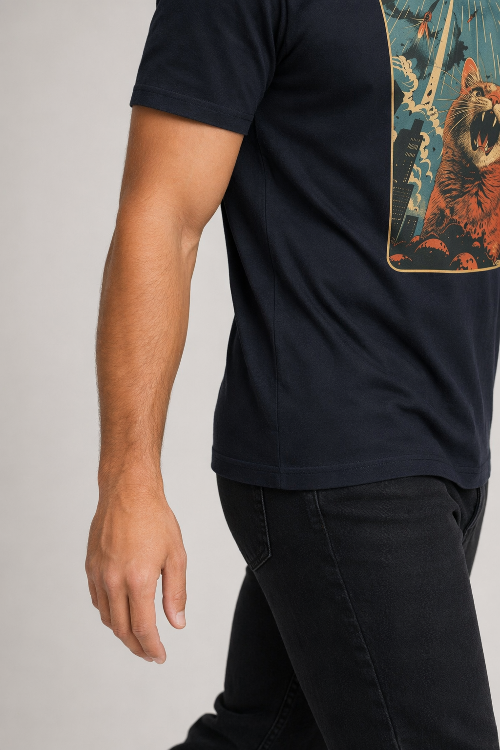 Meowzilla Retro Graphic Tee Navy