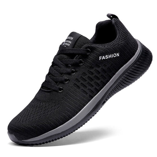 Lightweight Men's Running Shoes: black, dark gray lace-up sneaker, minimal sporty casual style