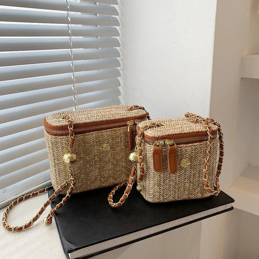 Summer Straw Bucket Bag for Women: Embrace the Season in Style!: beige, tan handbags, boho chic style