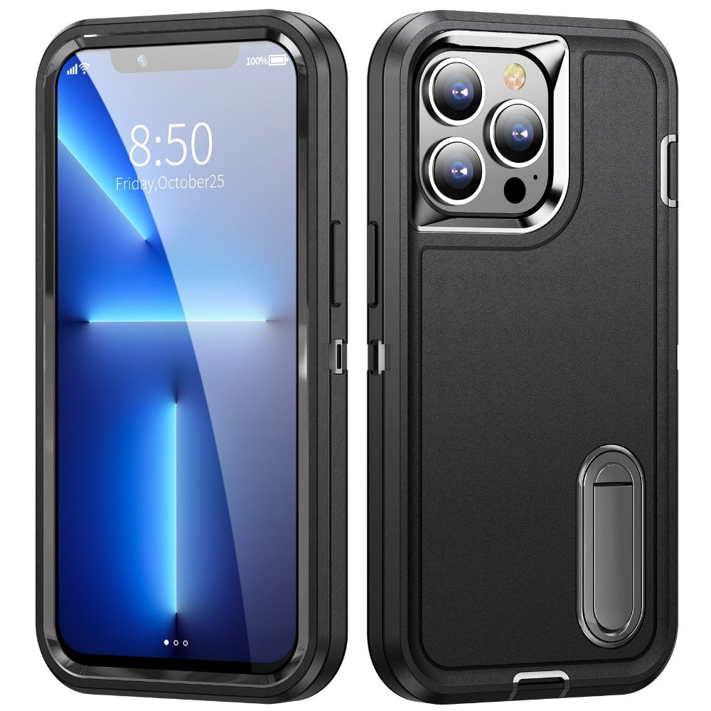 Shock-Resistant Phone Case with Full Coverage and Built-In Stand