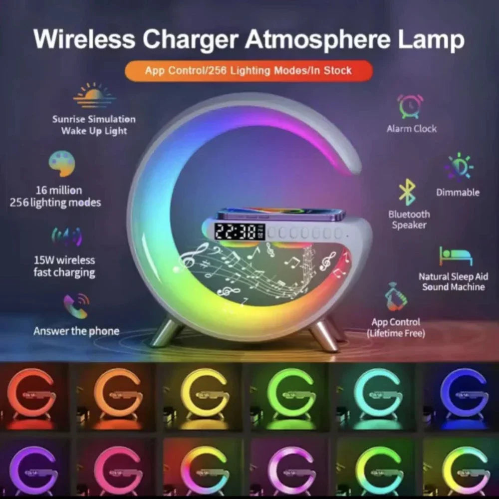 DeskTop Wireless Charging Station with Bluetooth Speaker - 5.9" RGB