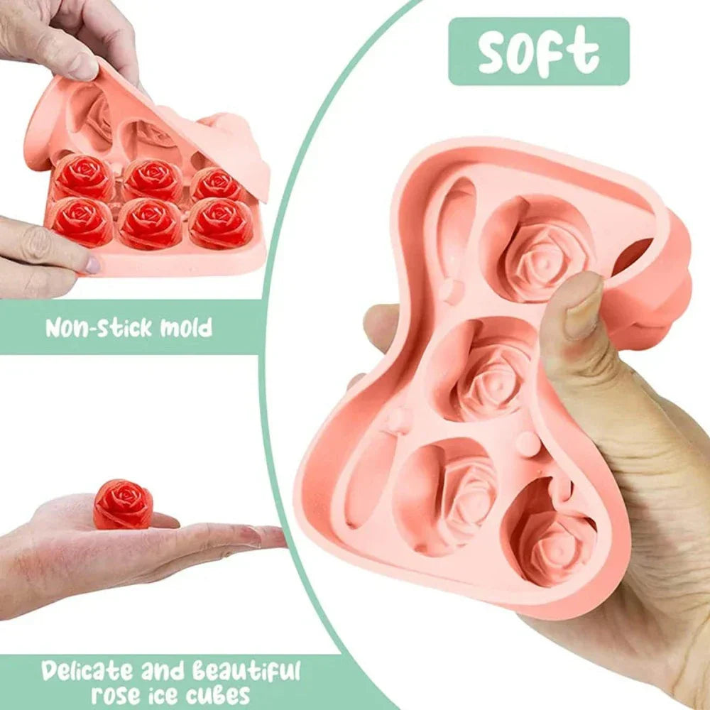 Rose-Shaped Ice Mold with 9 Grids